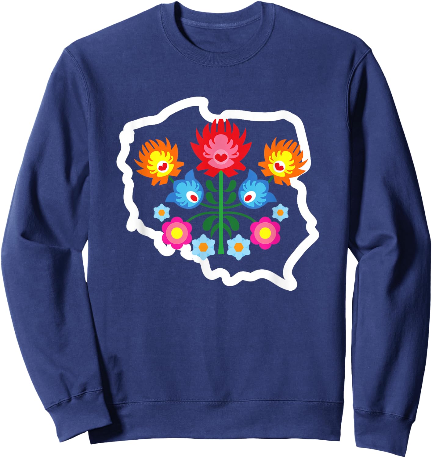 Polish Folk Flower Art Poland Polska Polish Pride Souvenir Sweatshirt - Sweatshirt | Navy