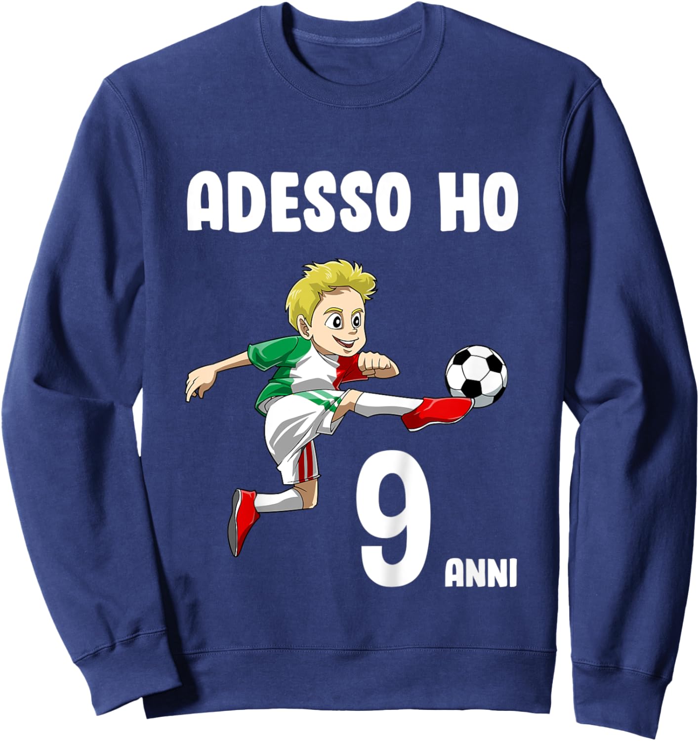 Kids 9 Birthday Football Italy Boys - Gift of 9 Years Sweatshirt - Sweatshirt | Navy