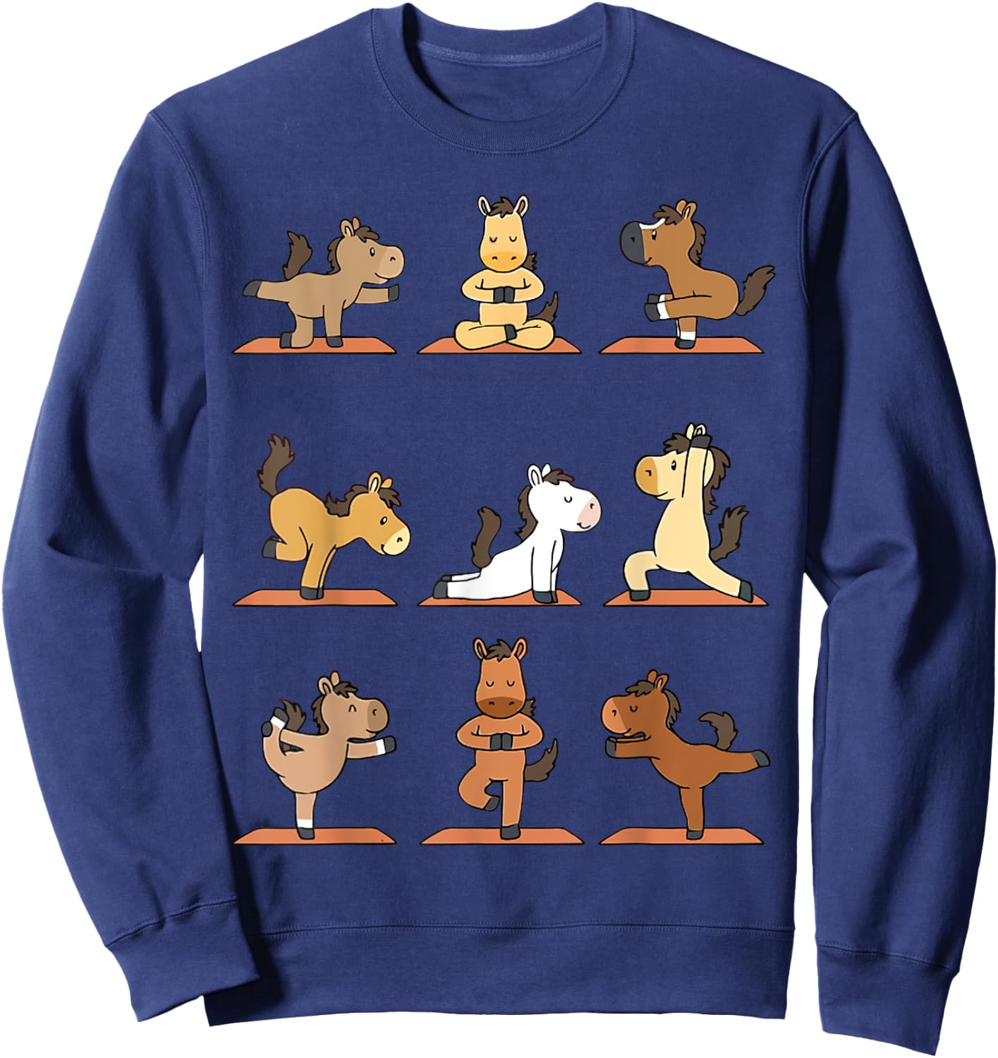 Funny Horses Yoga Horse Namaste Horse Exercise Sweatshirt - Sweatshirt | Navy