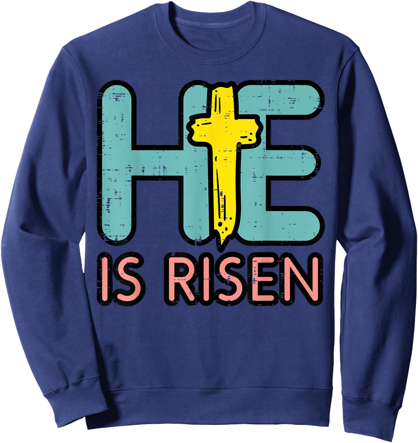 Easter HE is Risen Jesus Resurrection Christian Youth Kids Small Sweatshirt - Sweatshirt | Navy