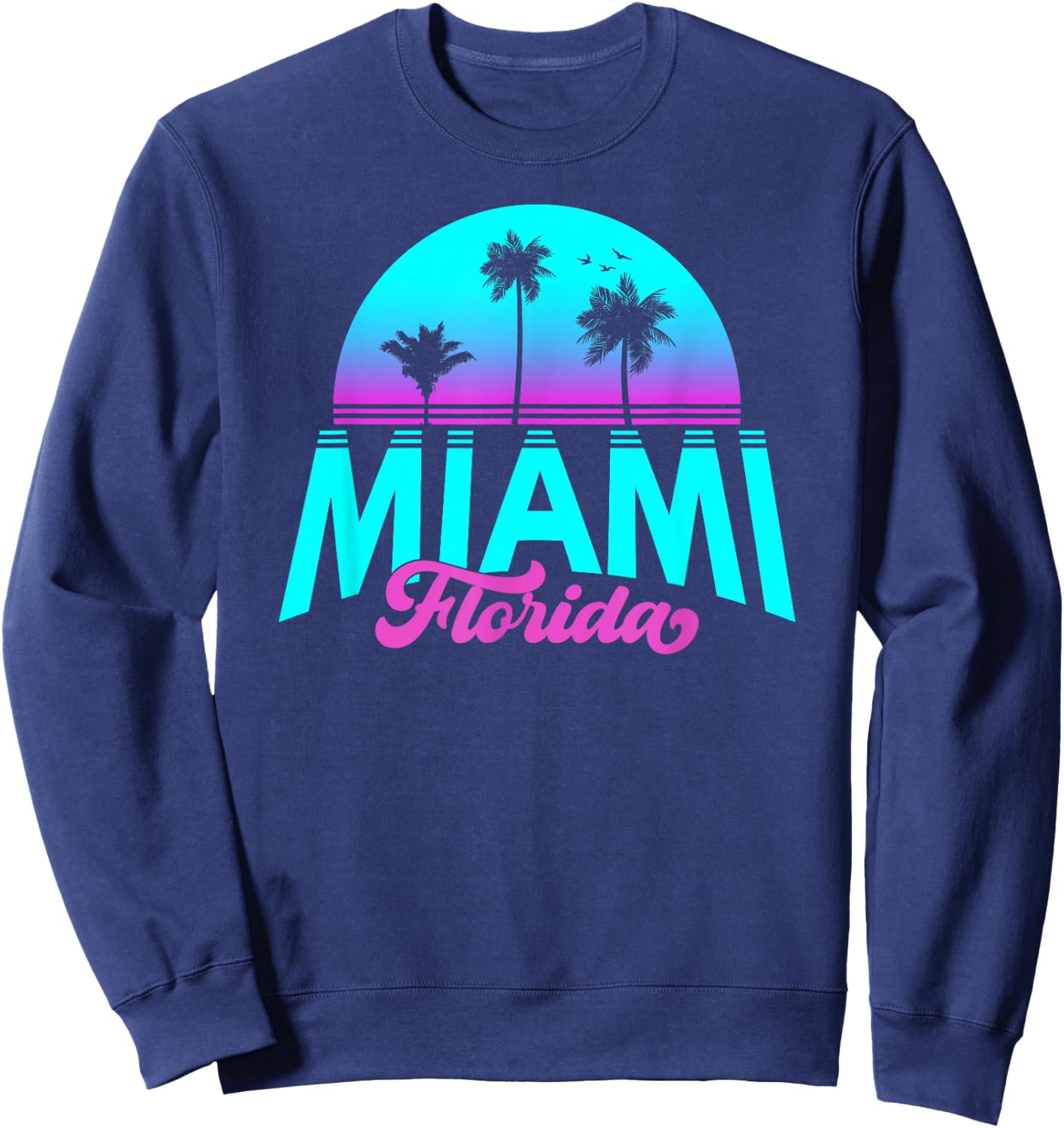 Miami Florida Retro Vintage Sunset Sweatshirt - Sweatshirt | Navy