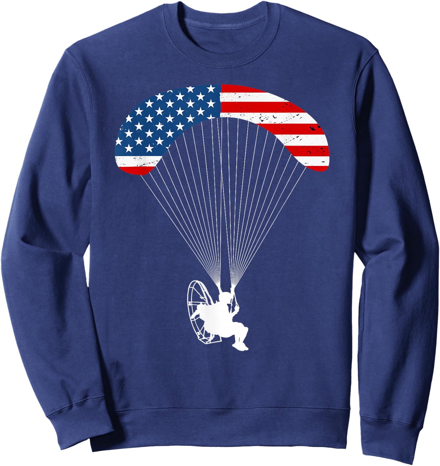 Paramotor Pilot USA American Flag Vintage Paramotor Sweatshirt - Sweatshirt | Navy