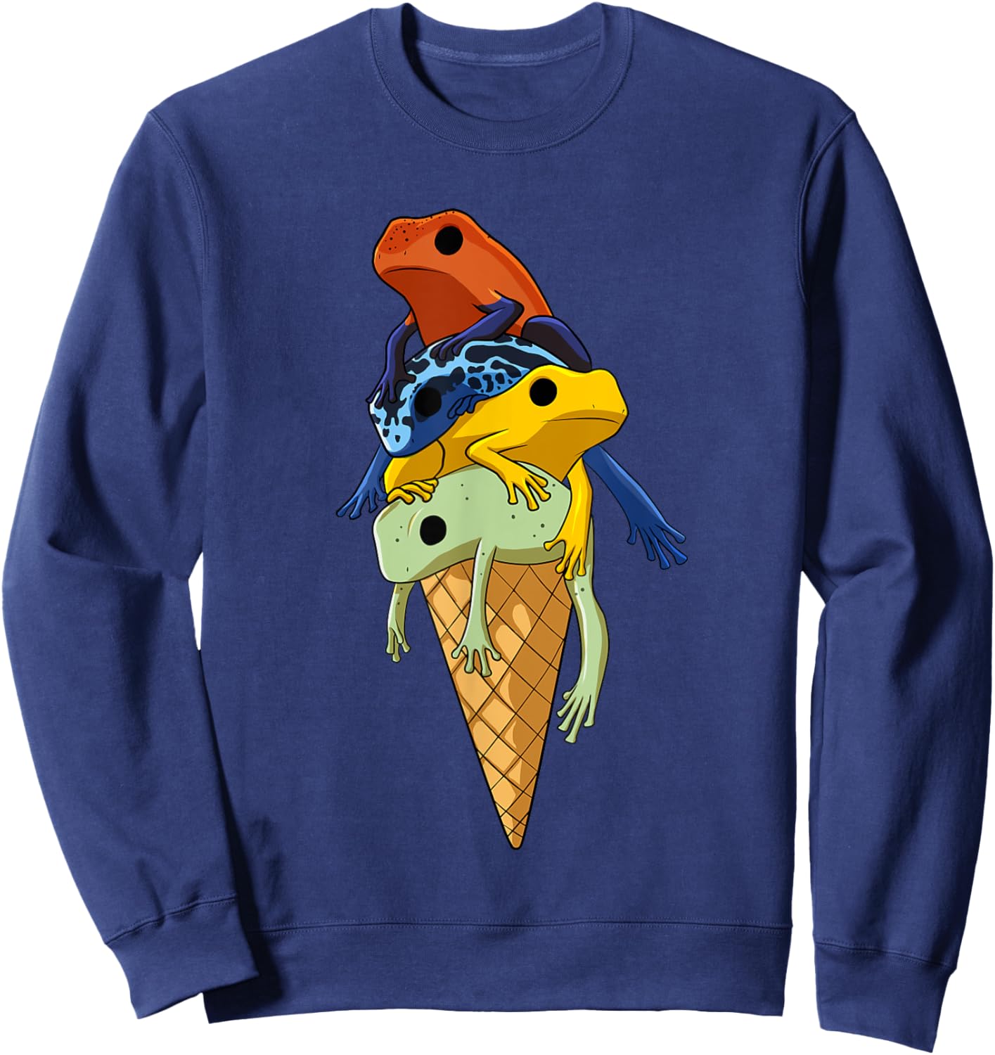 Funny tree climbing frogs, ice cream in a waffle Sweatshirt - Sweatshirt | Navy