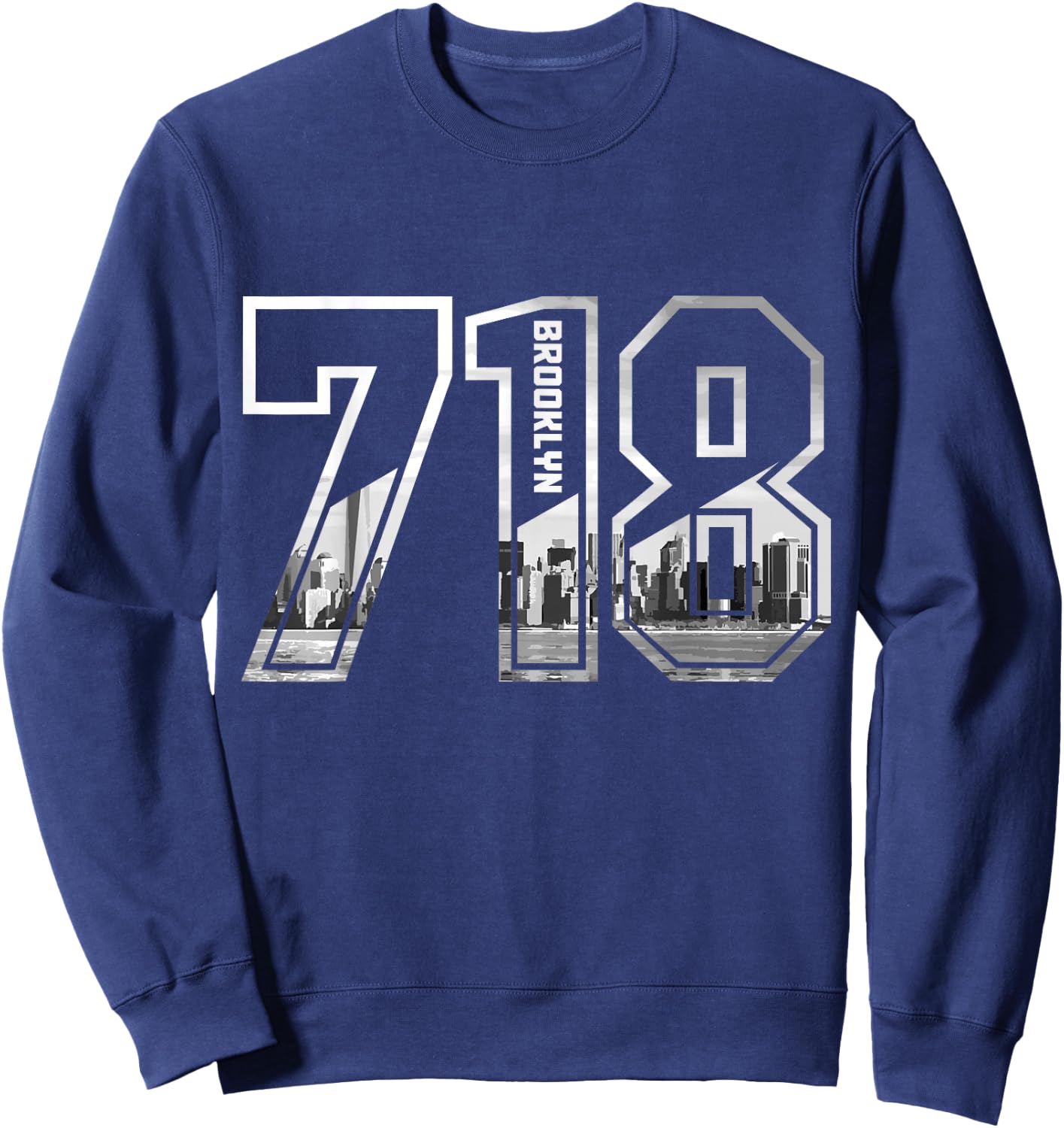 Brooklyn NY 718 Area Code Pride New York City Bronx Vintage Sweatshirt - Sweatshirt | Navy
