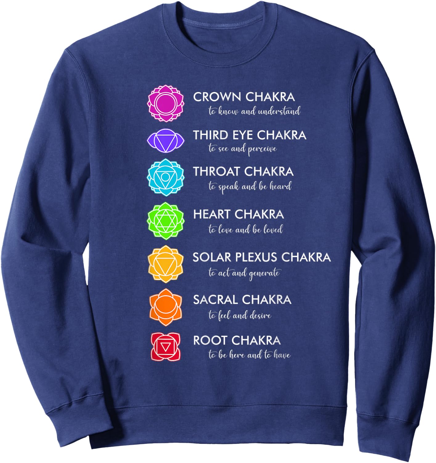 Seven Chakra Symbols Sweatshirt - Sweatshirt | Navy