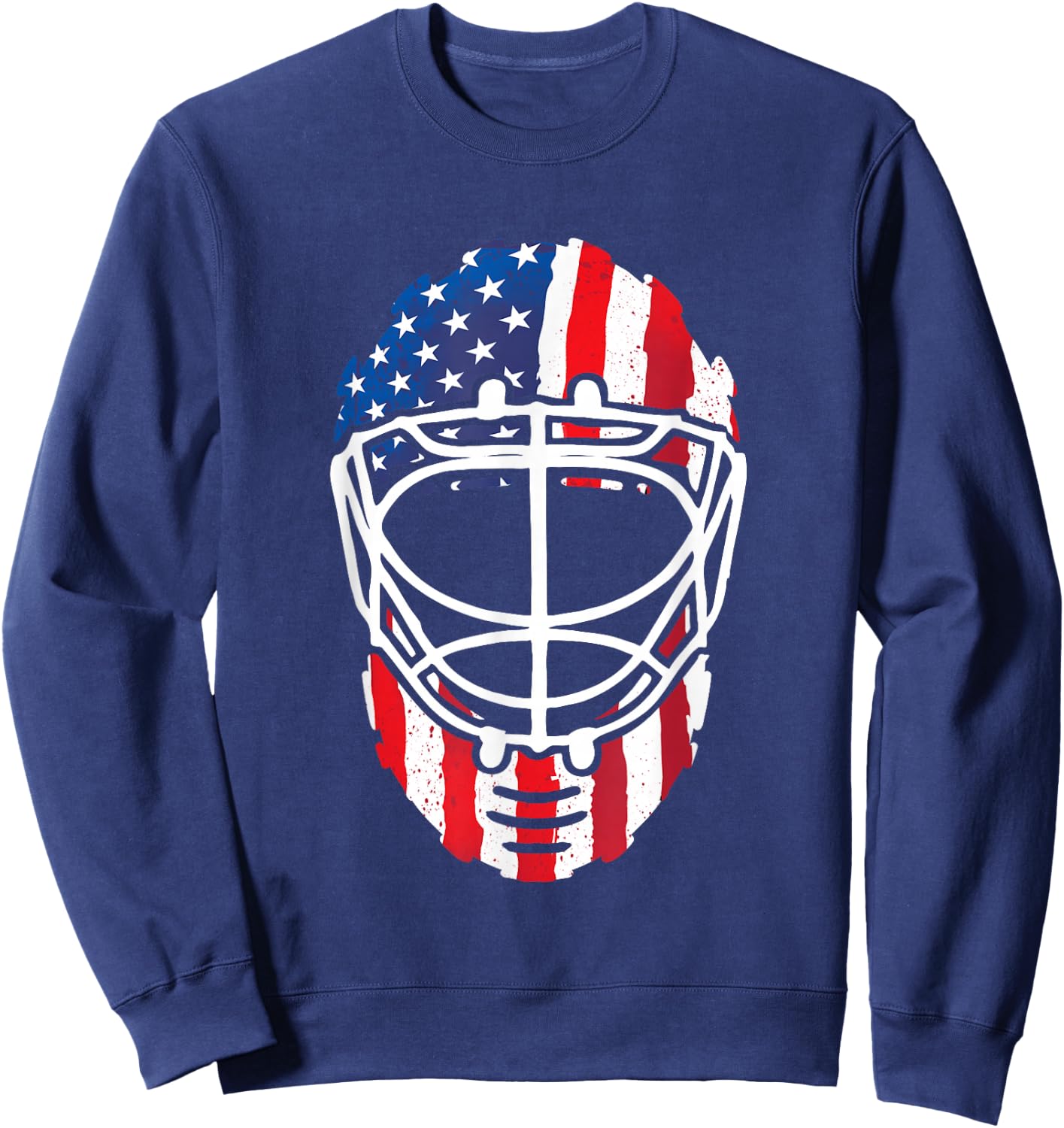 USA American Flag Vintage Hockey Goalie Mask 4th of July Men Sweatshirt - Sweatshirt | Navy