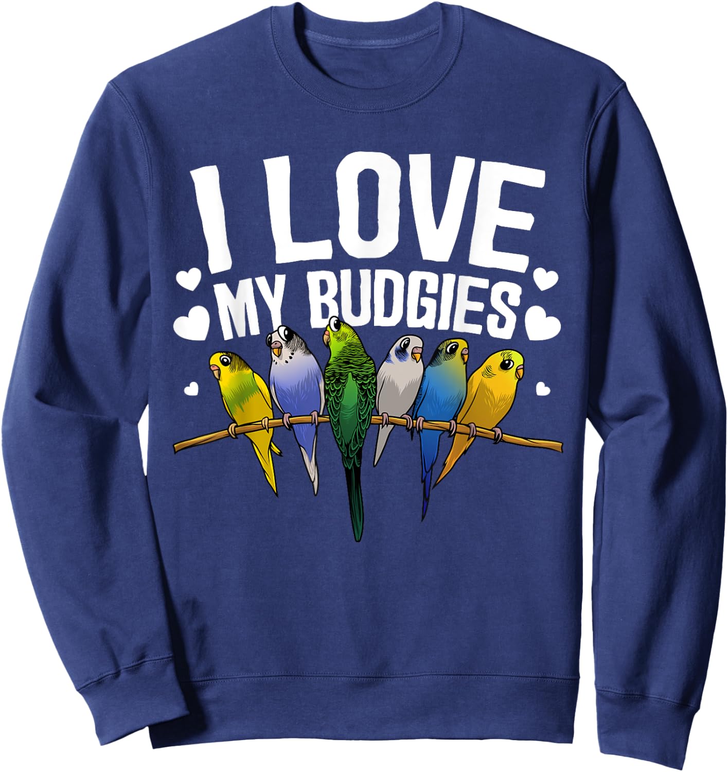 Cute Budgie Design Women Parakeet Parrot Bird Lovers Sweatshirt - Sweatshirt | Navy