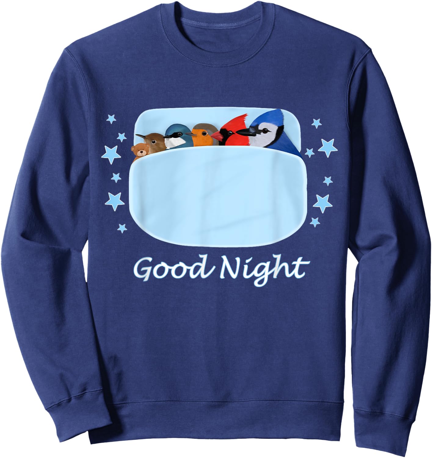 Blue Jay Cardinal Wren Teddy Bear Good Night Pyjamas Bird Sweatshirt - Sweatshirt | Navy
