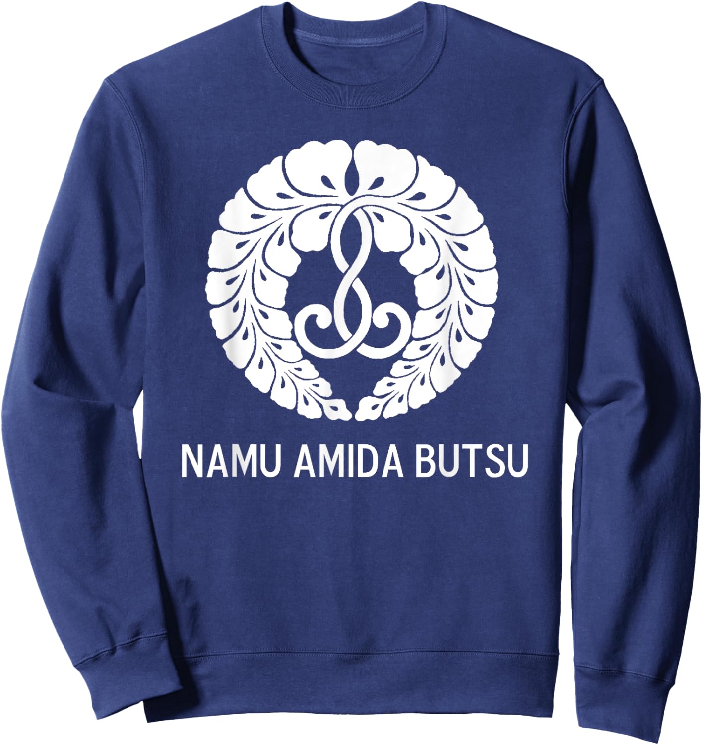 Wisteria Crest - Namu Amida Butsu - Design by Borgman Sweatshirt - Sweatshirt | Navy
