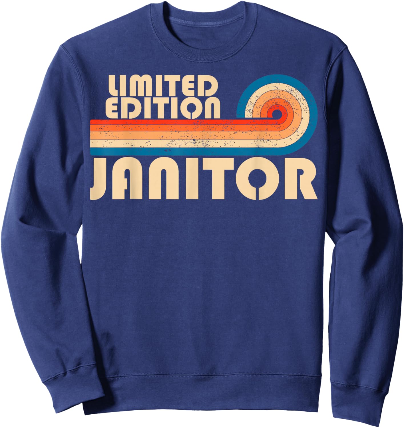 Janitor Retro 70s 80s Sunset Stripe Sweatshirt - Sweatshirt | Navy