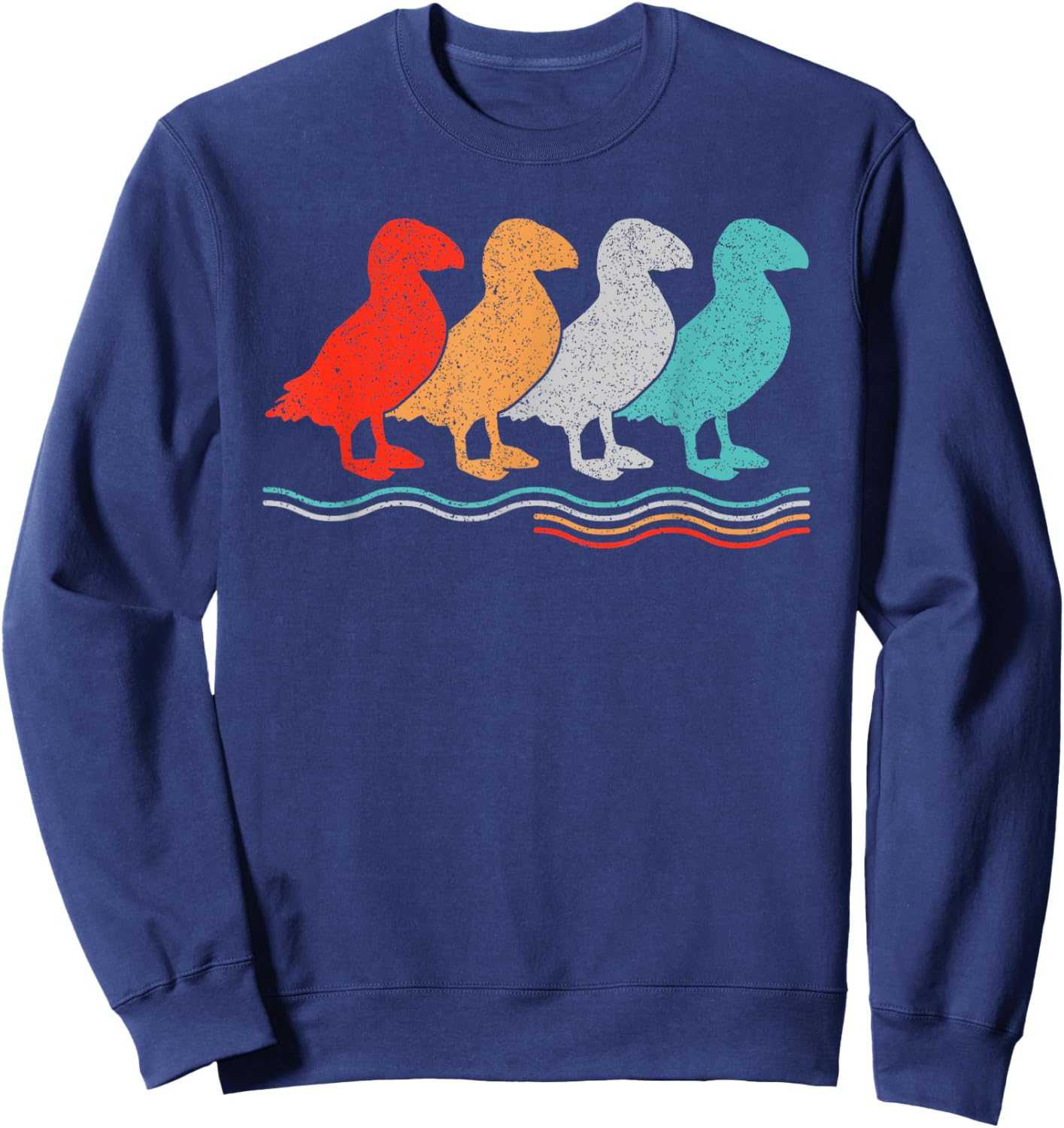 Vintage Puffin Bird Seabird Puffin Sweatshirt - Sweatshirt | Navy