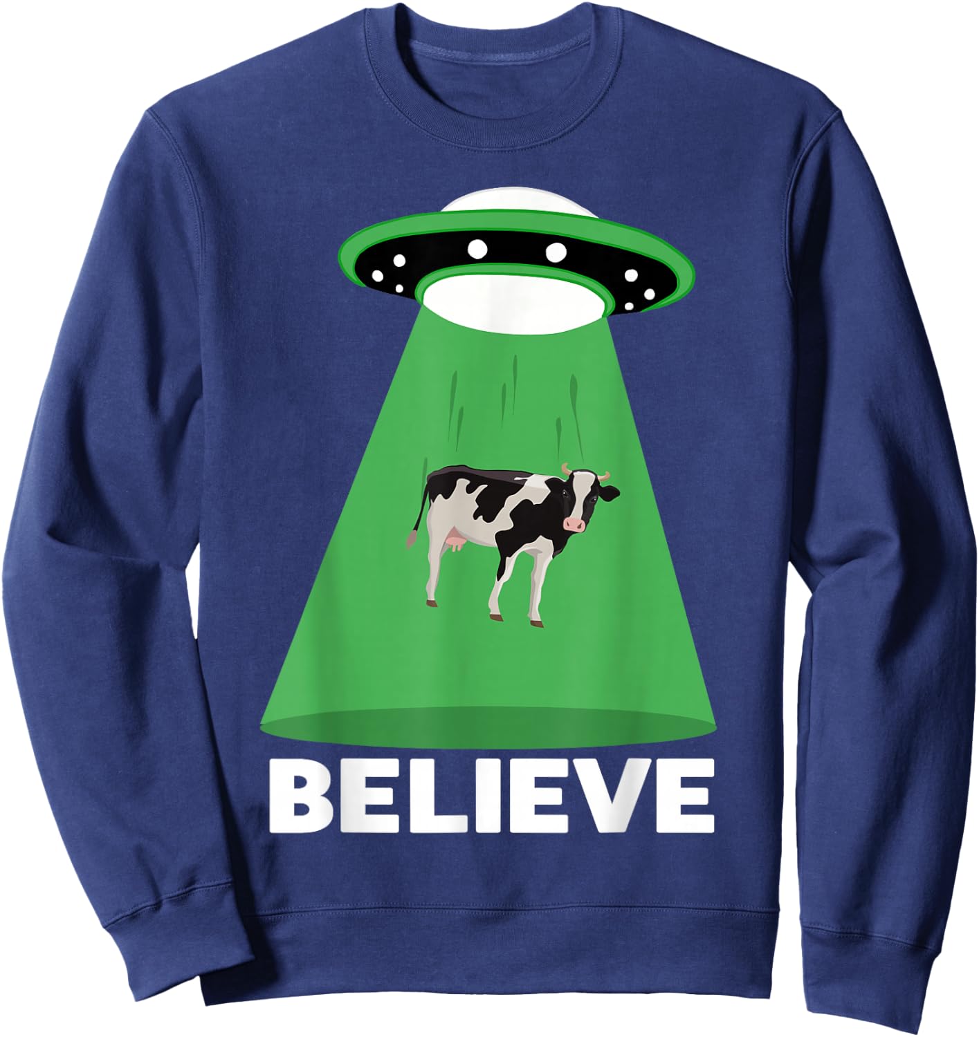 UFO Alien abduction UFO Cow abduction Sweatshirt - Sweatshirt | Navy