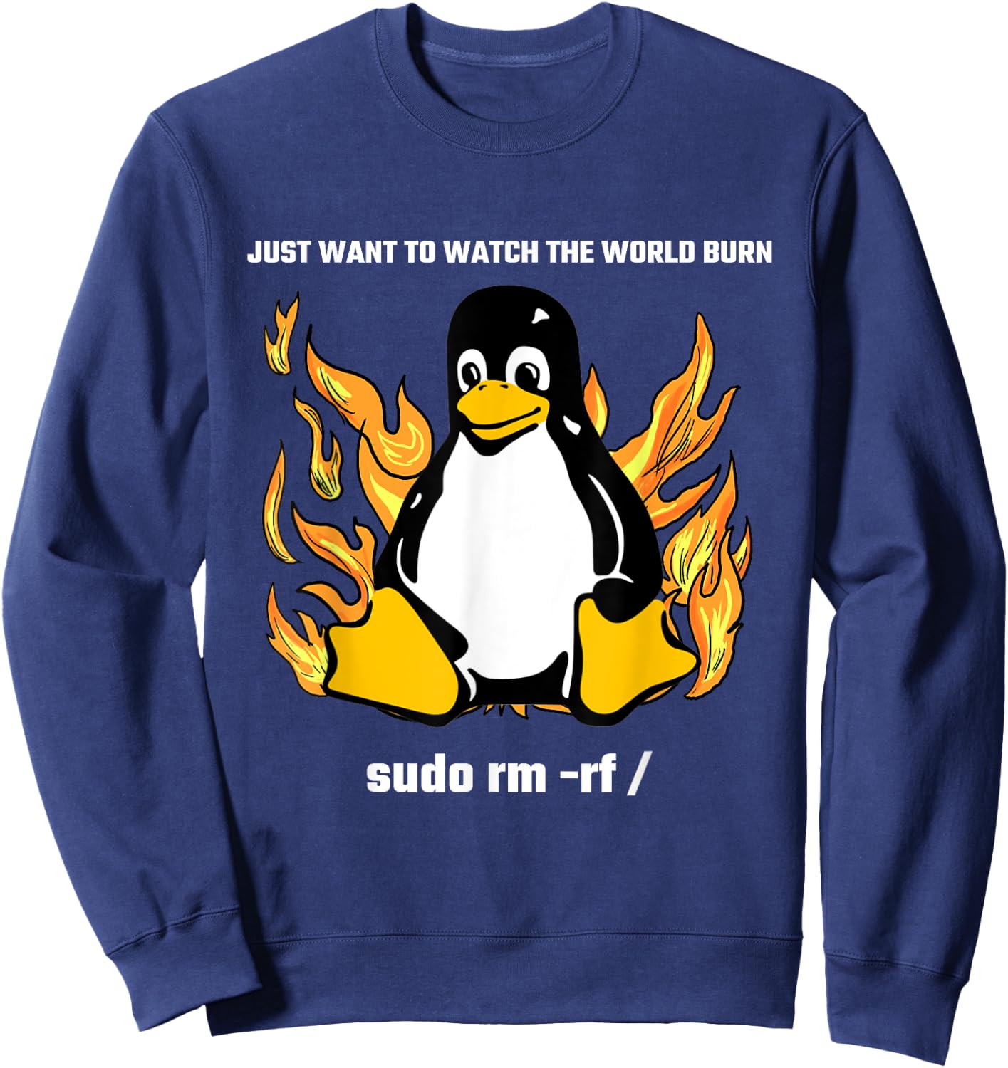 Computer - Sudo rm -rf / Tux Linux Penguin - Programmer Sweatshirt - Sweatshirt | Navy
