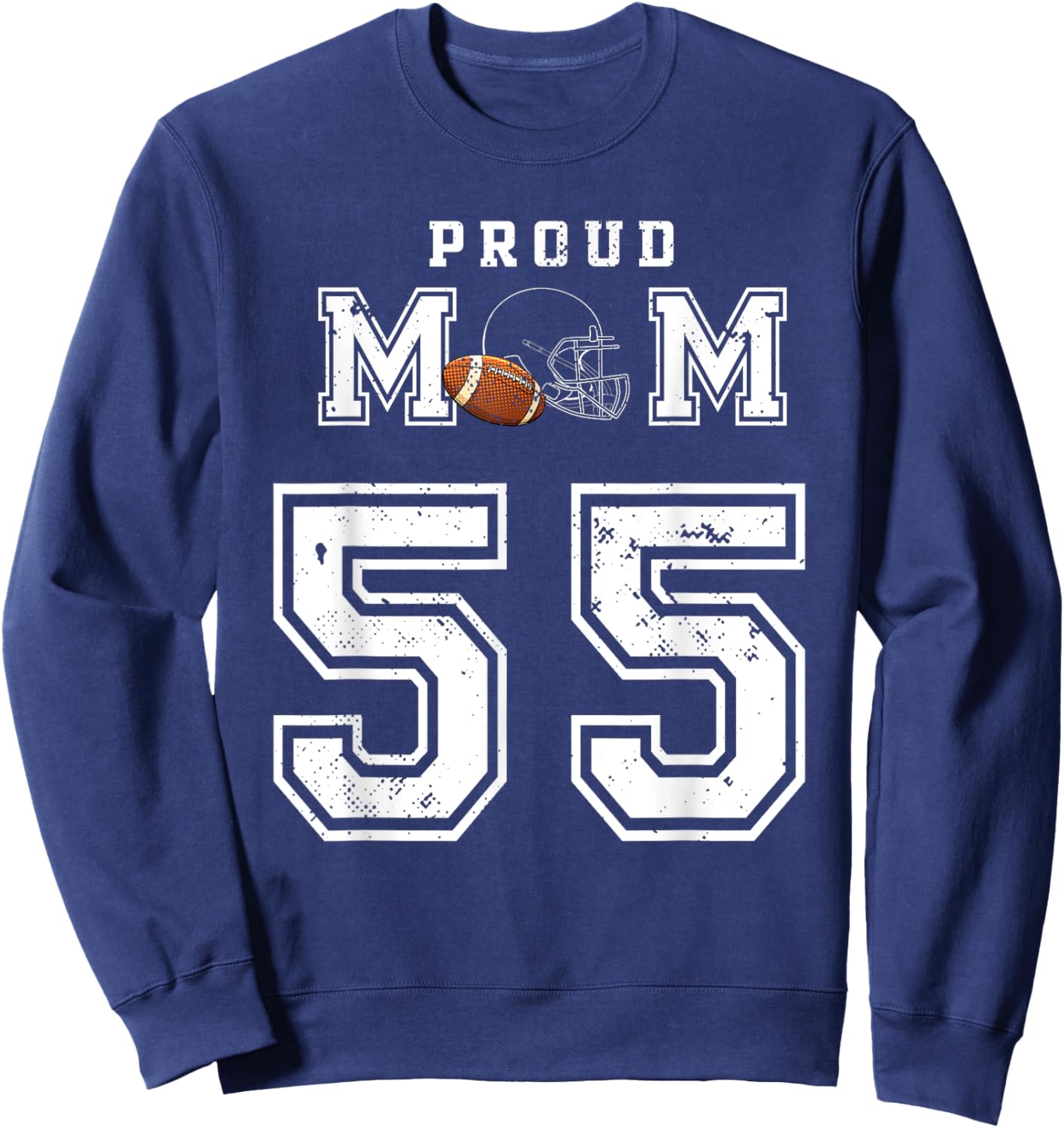 Custom Proud Football Mom Number 55 Personalized Sweatshirt - Sweatshirt | Navy