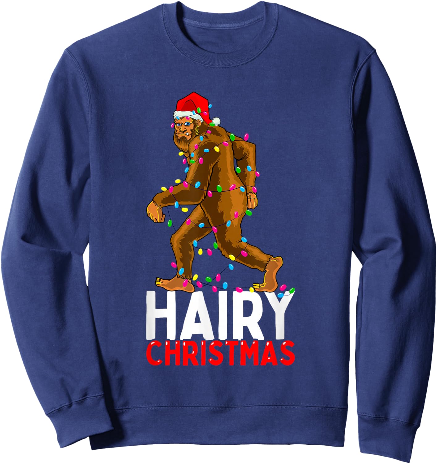 Bigfoot Hairy Christmas Funny Xmas Men Pajama Sweatshirt - Sweatshirt | Navy
