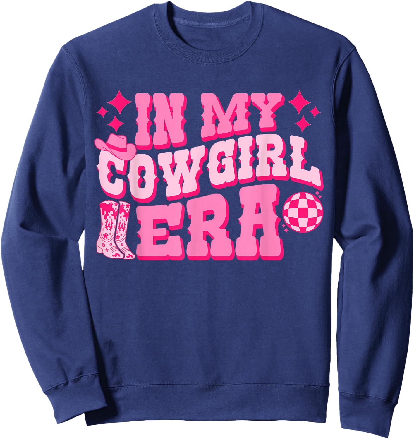 In My Cowgirl Era Groovy Cute Western Rodeo Cowgirls Sweatshirt - Sweatshirt | Navy