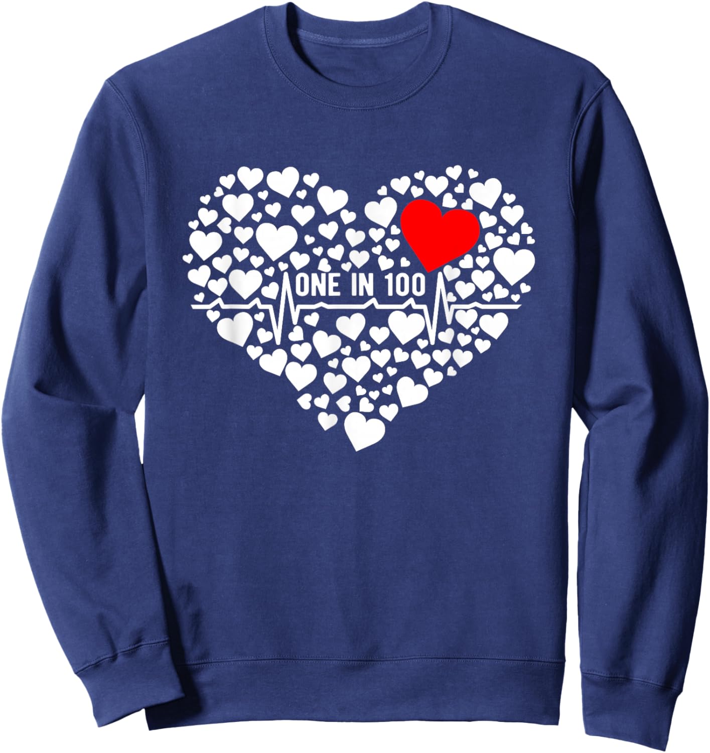 One in 100 CHD Warrior Congenital Heart Disease Awareness Small Sweatshirt - Sweatshirt | Navy