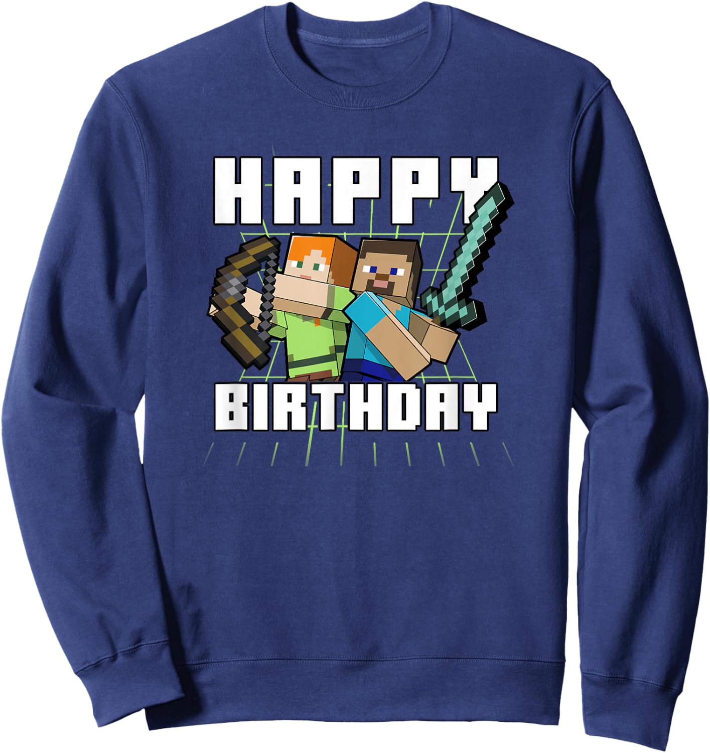 Minecraft Alex & Steve Happy Birthday Sweatshirt - Sweatshirt | Navy
