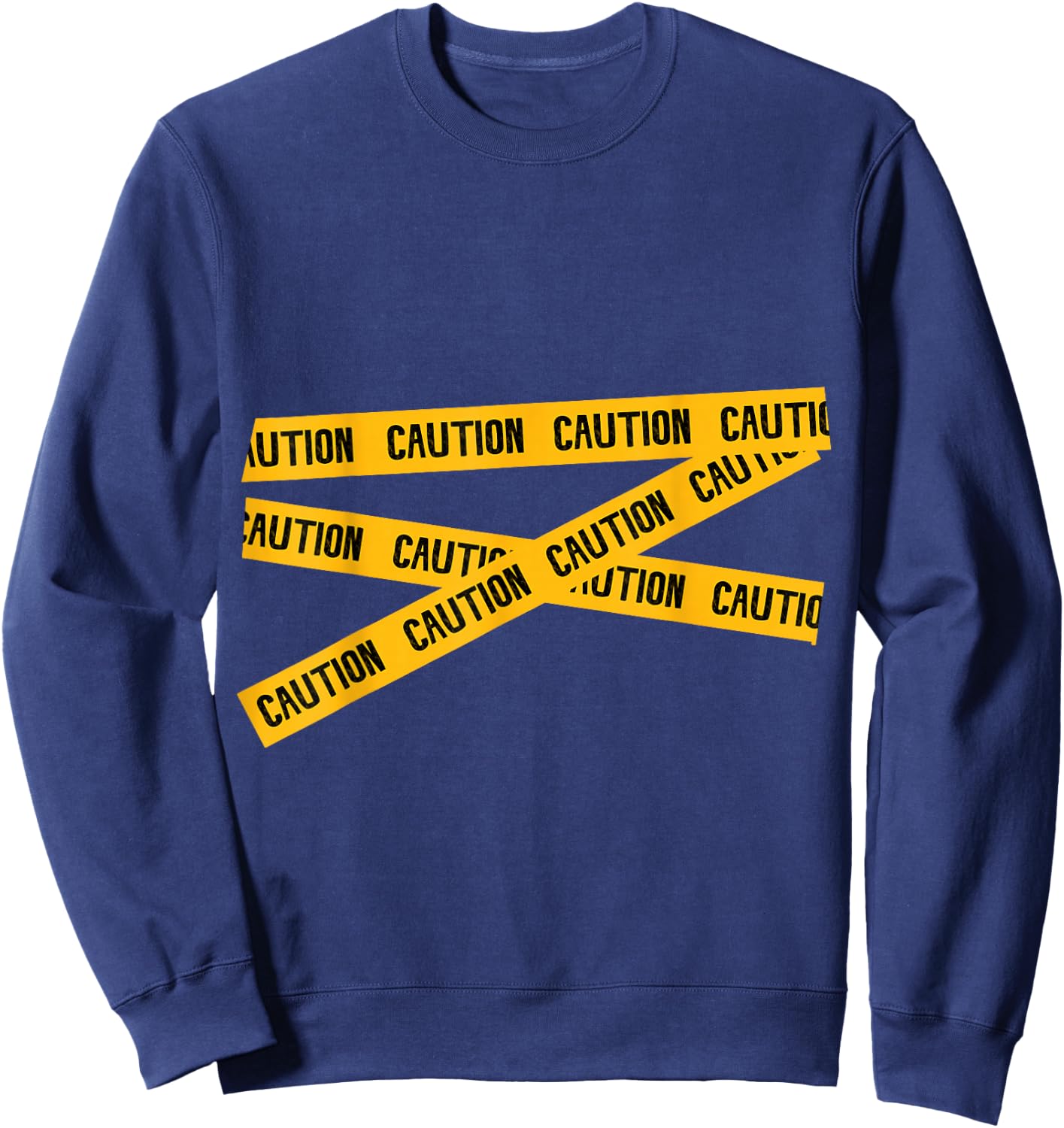 CAUTION! Graphic Caution Tape Warning Sweatshirt - Sweatshirt | Navy