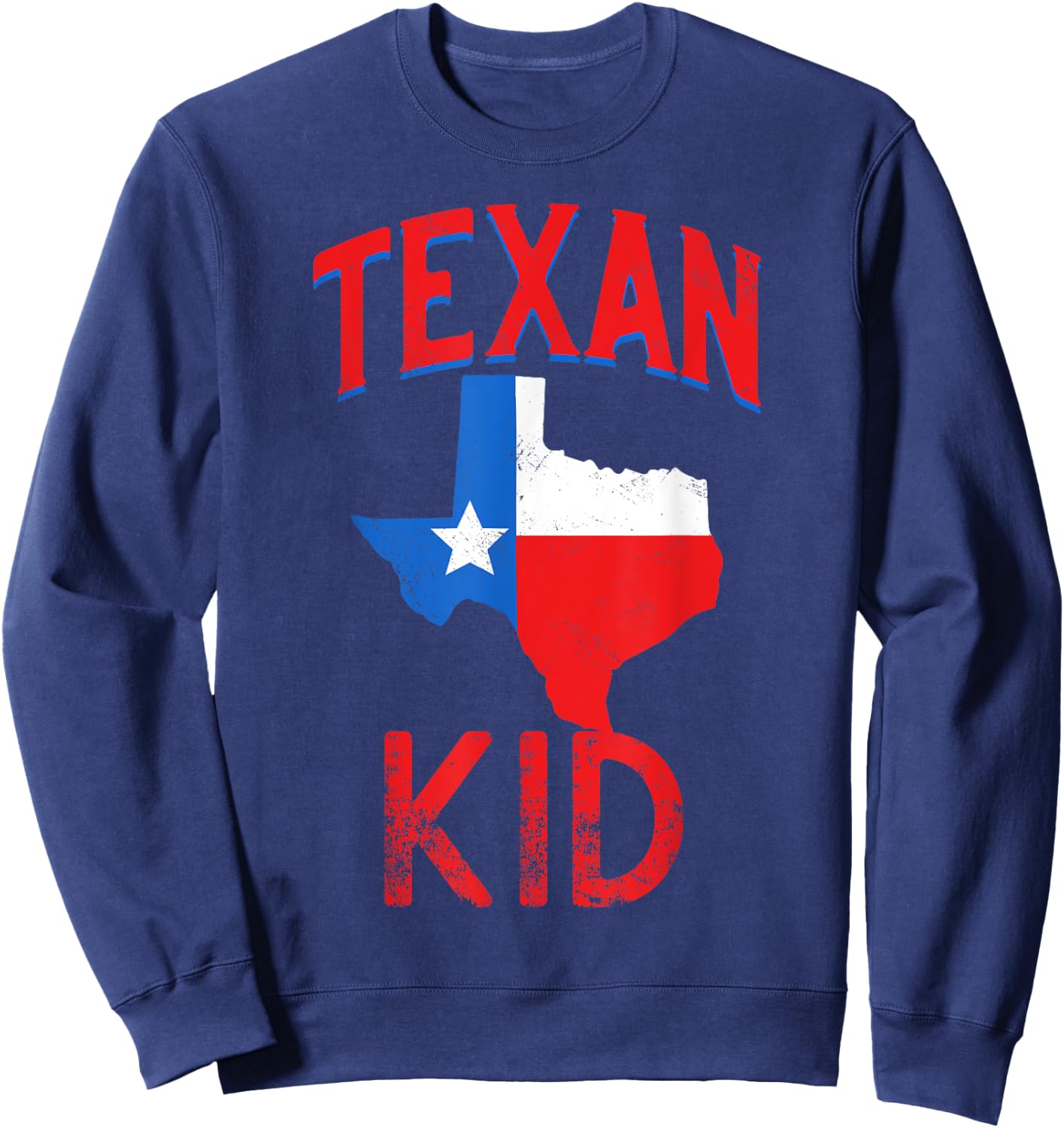 Texan Kid Flag Texas Proud Vintage Sweatshirt - Sweatshirt | Navy