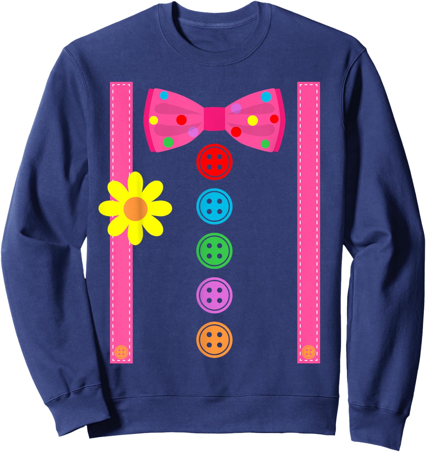 Clown Costume Halloween Funny Carnival Circus Tie Staff Kids Sweatshirt - Sweatshirt | Navy