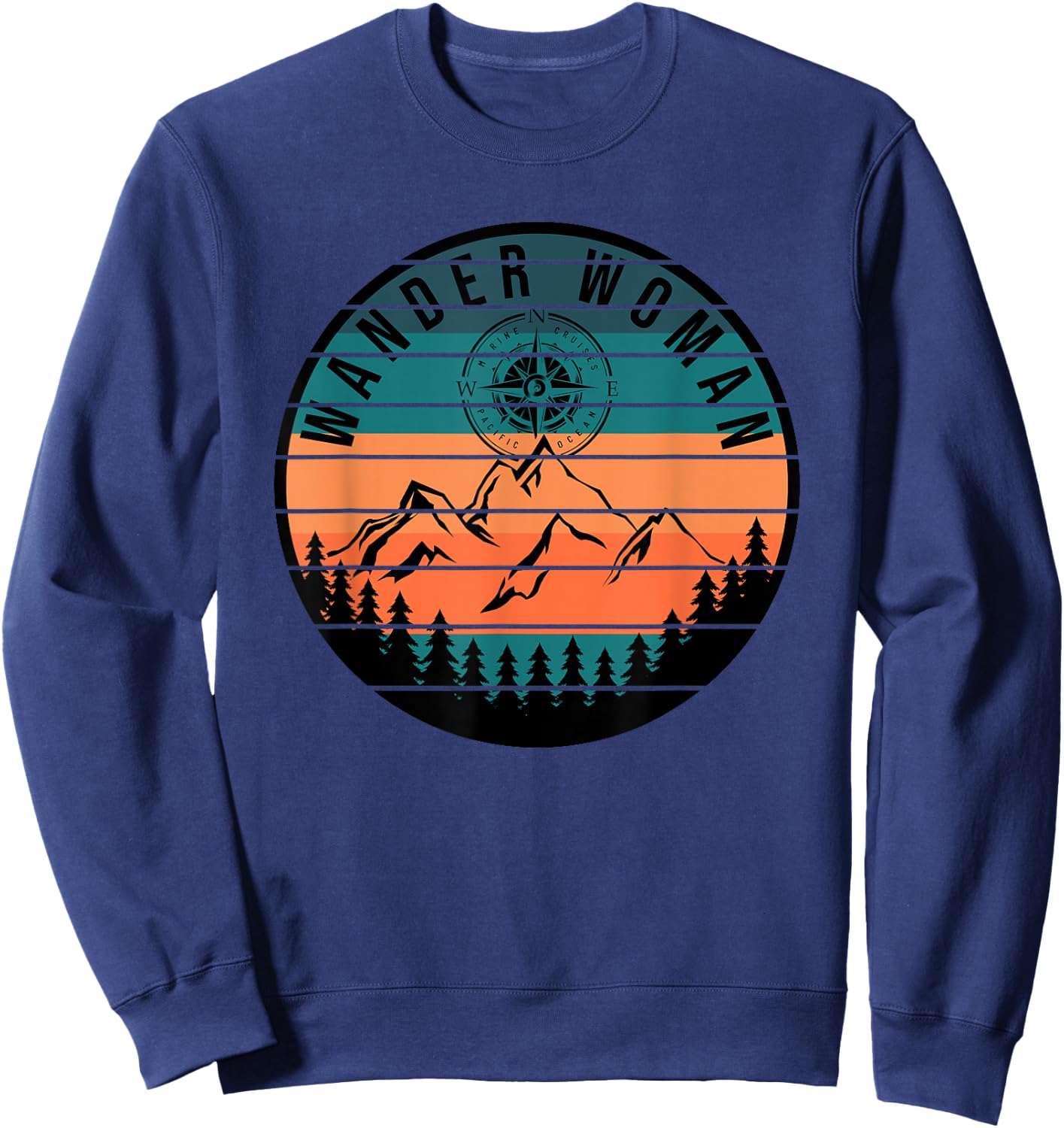 Cute Wander Woman Summer Fall Seeking North Star Mountain Sweatshirt - Sweatshirt | Navy