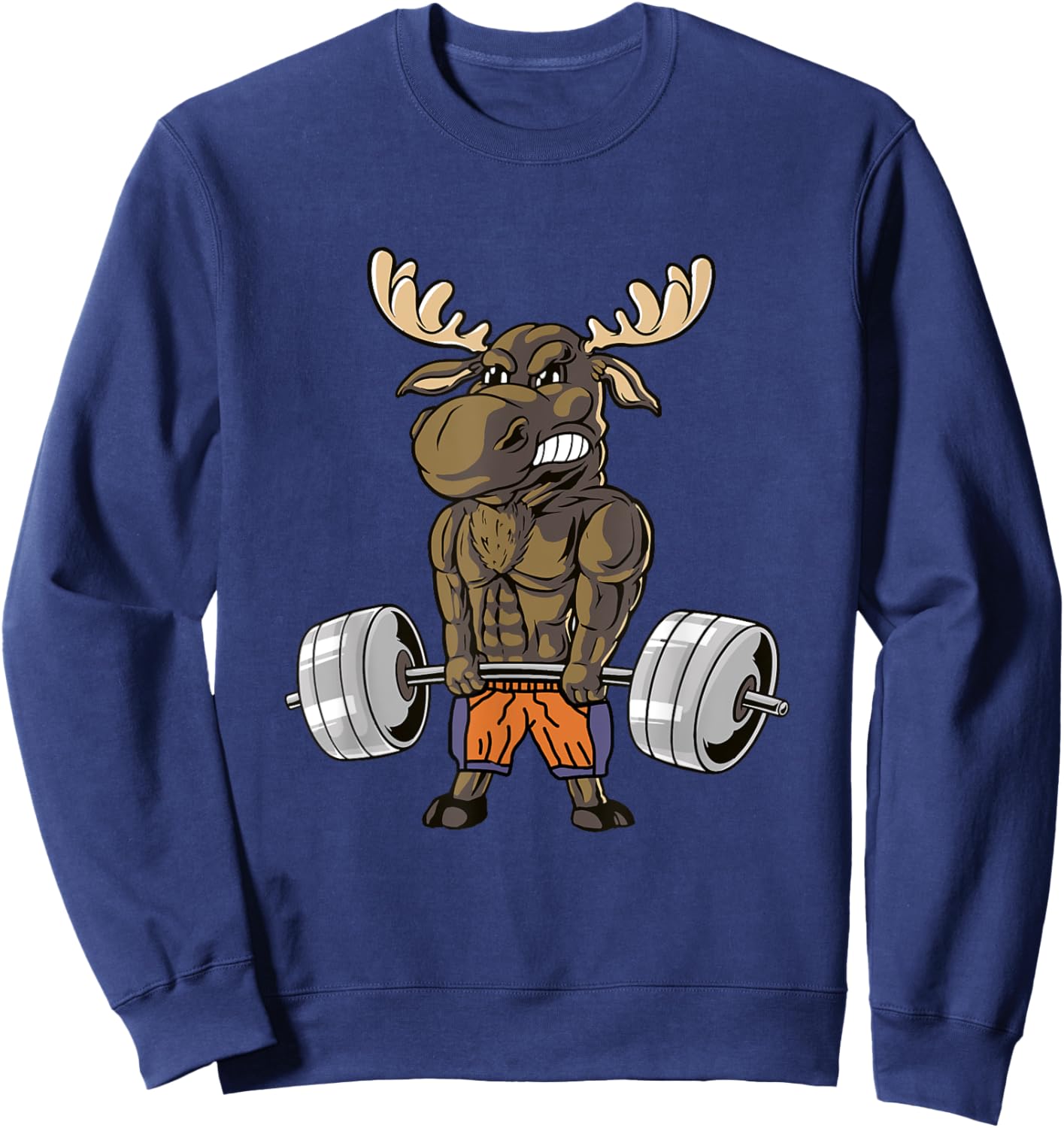 Funny Deadlift Moose Weightlifting Gym Humor Sweatshirt - Sweatshirt | Navy