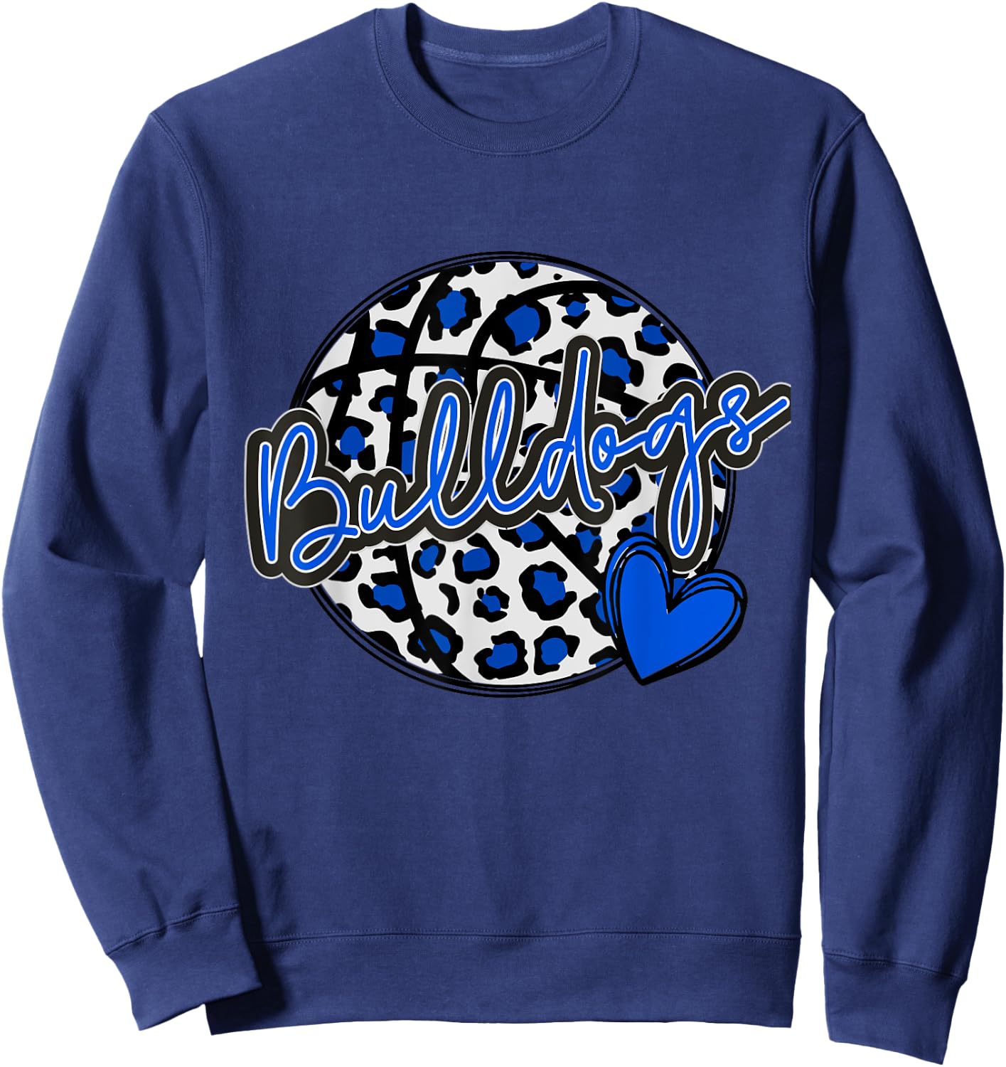 Leopard Cheetah Basketball BULLDOGS Blue Spirit Game Sweatshirt - Sweatshirt | Navy
