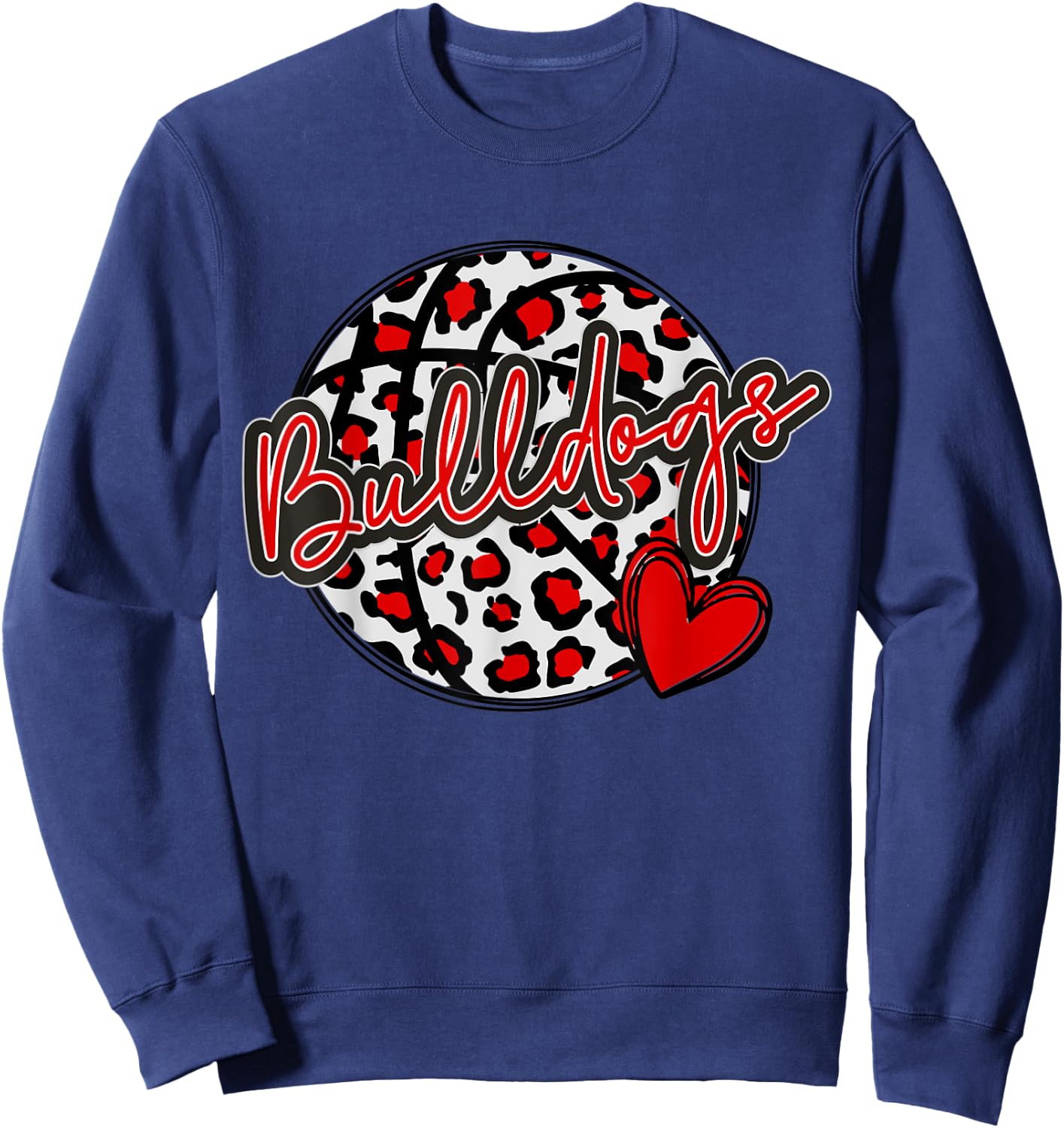 Leopard Cheetah Basketball BULLDOGS Spirit Game Sweatshirt - Sweatshirt | Navy