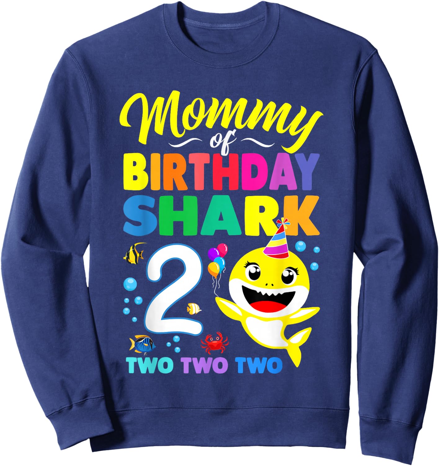 Mommy of Birthday Shark 2nd Matching Oufit Party for Family Sweatshirt - Sweatshirt | Navy