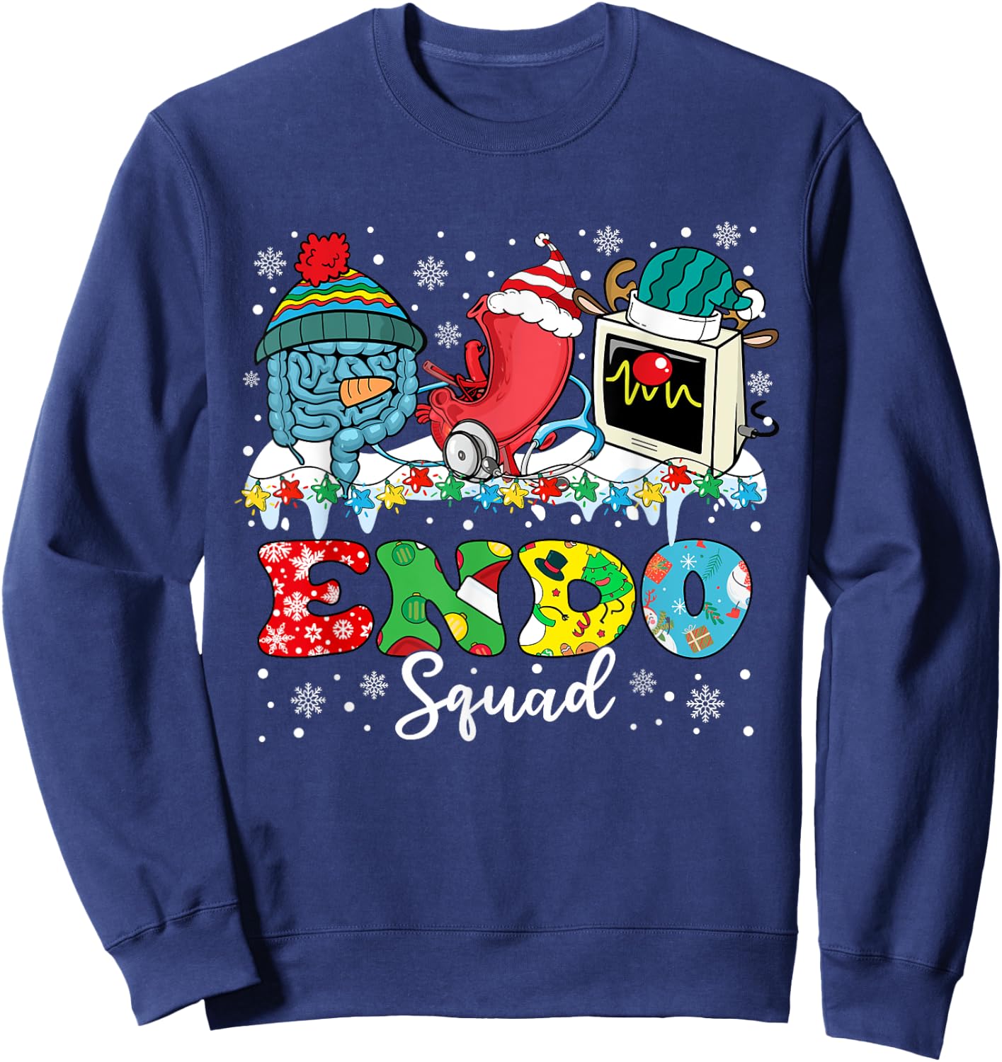 Endoscopy Squad Stomach Santa Hat Endoscopy Tech Christmas Sweatshirt - Sweatshirt | Navy