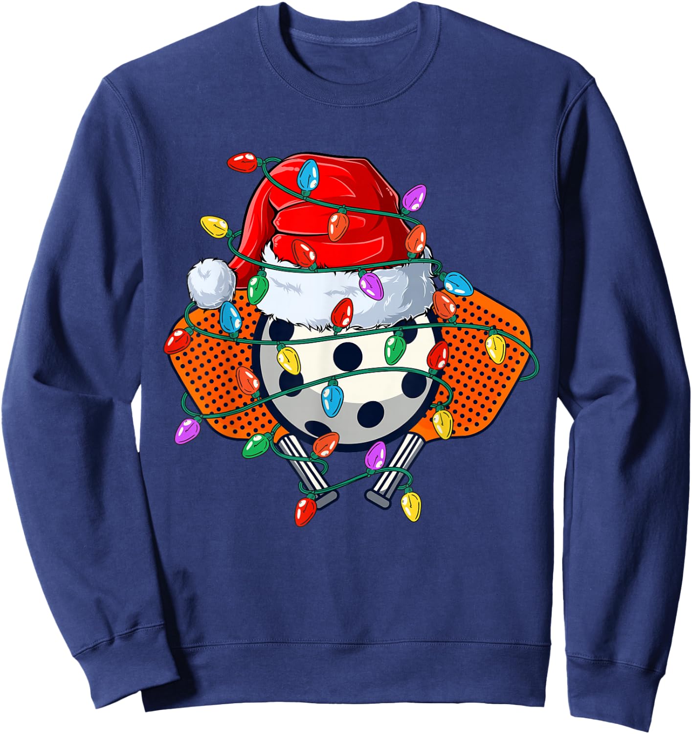 Christmas Pickleball Xmas Santa Sports Hat Ball Kids Boy Men Sweatshirt - Sweatshirt | Navy