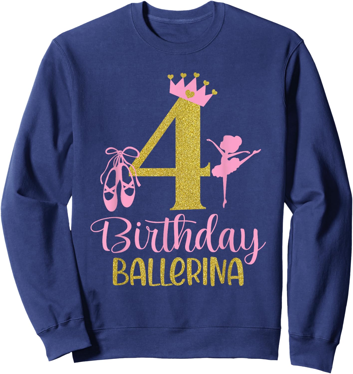 Ballerina 4th Birthday Outfit Dancer Ballet Swan Tutu Girls Sweatshirt - Sweatshirt | Navy