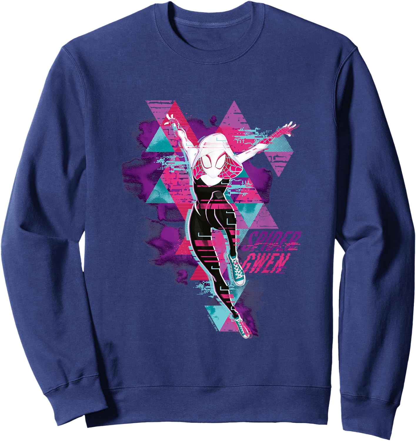 Marvel Spider-Man Across The Spider-Verse Part 1 Gwen Glitch Sweatshirt - Sweatshirt | Navy