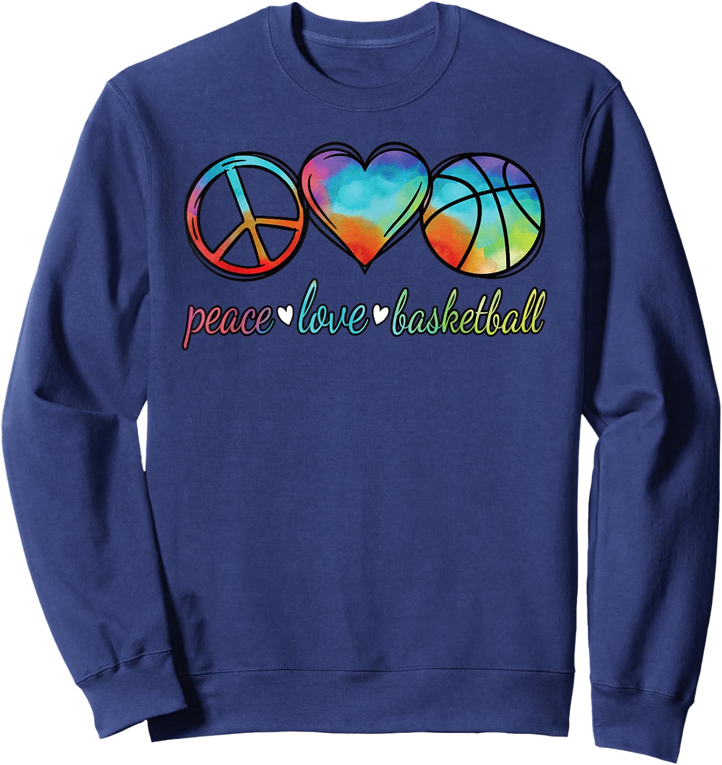Peace Love Basketball Cute Women Girls Basketball Lover Sweatshirt - Sweatshirt | Navy