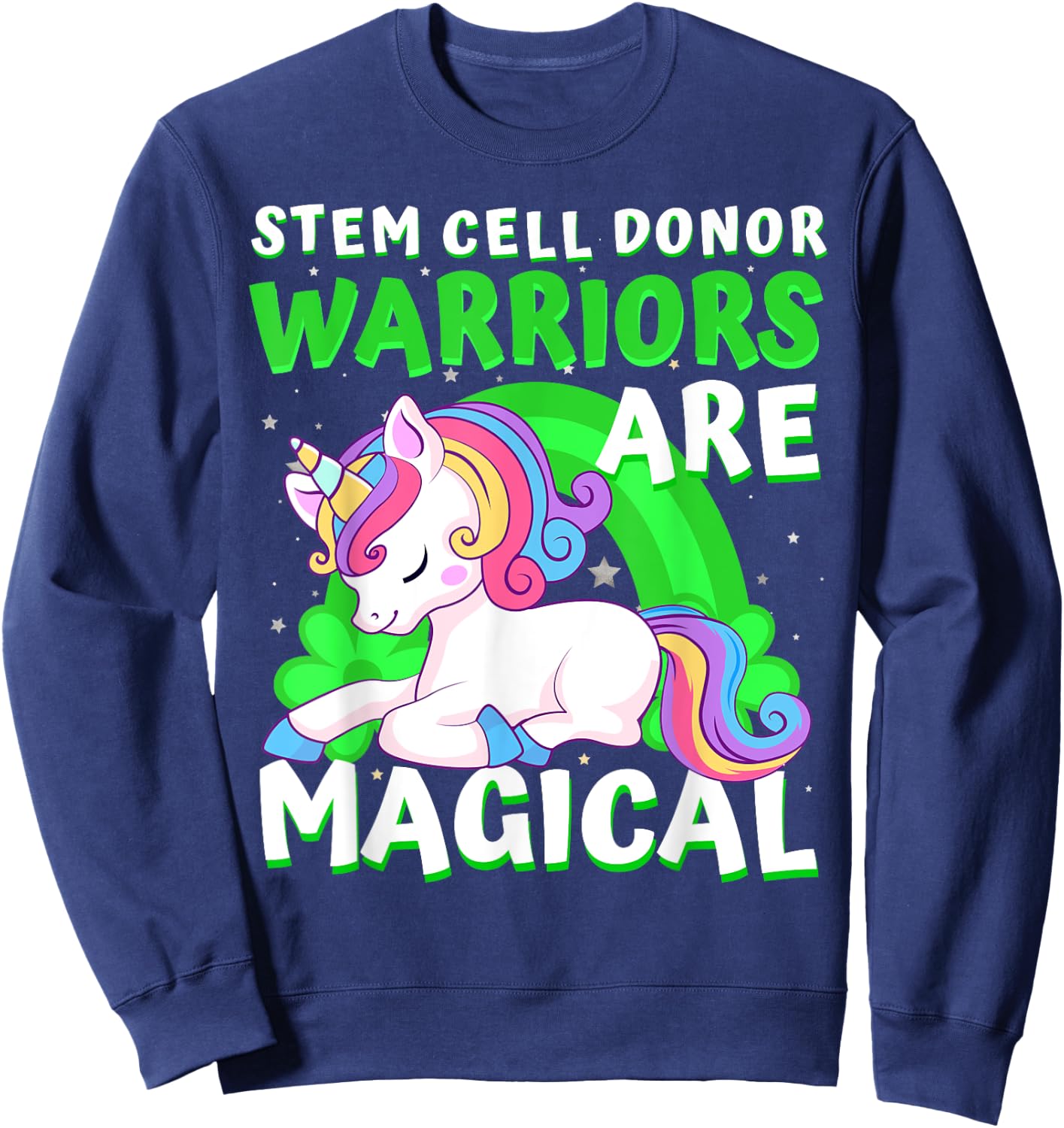 Warriors Magical Stem Cell Donor Awareness Ribbon Unicorn Sweatshirt - Sweatshirt | Navy