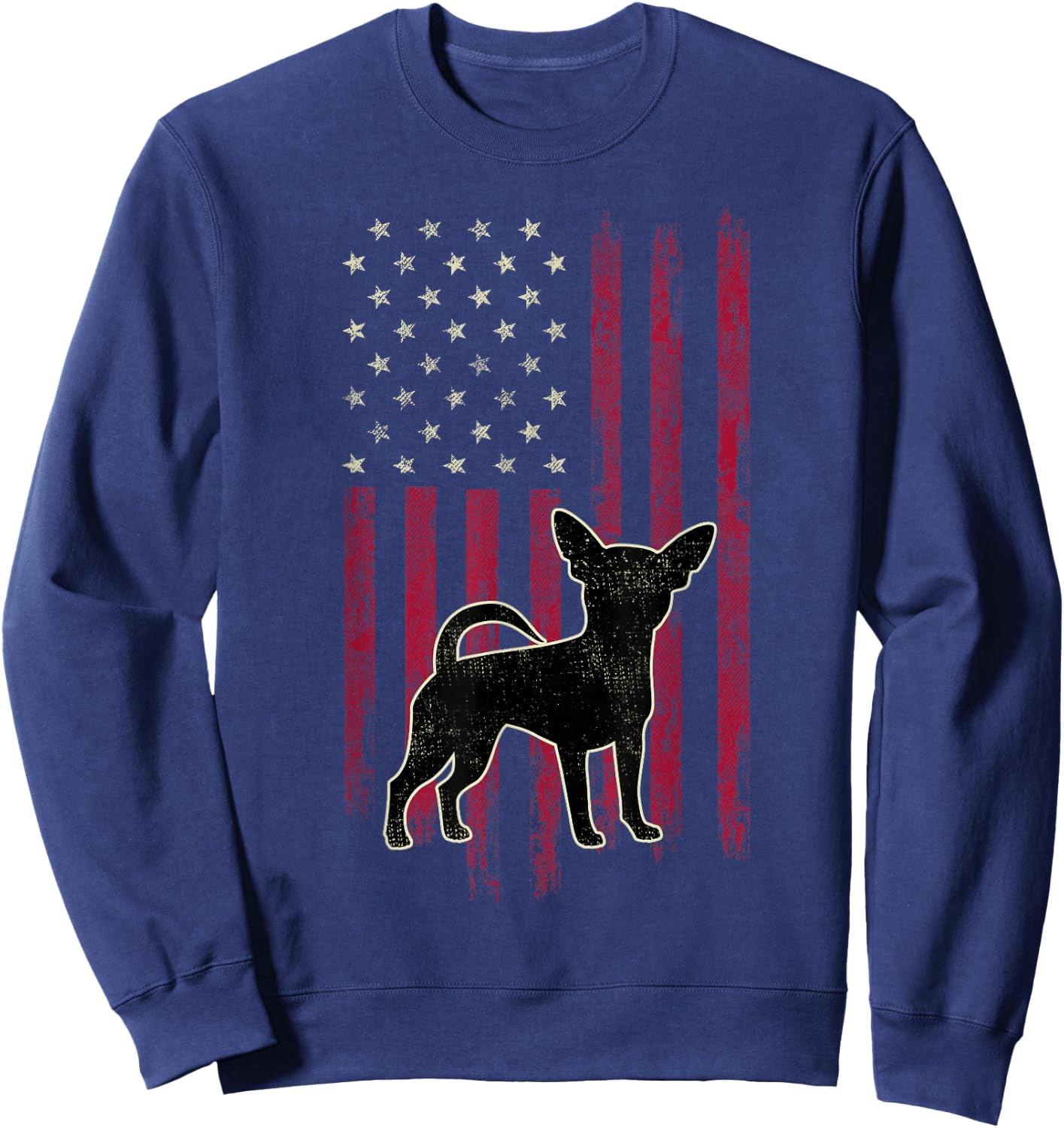Chihuahua Dog Lovers American Flag 4th Of July Sweatshirt - Sweatshirt | Navy