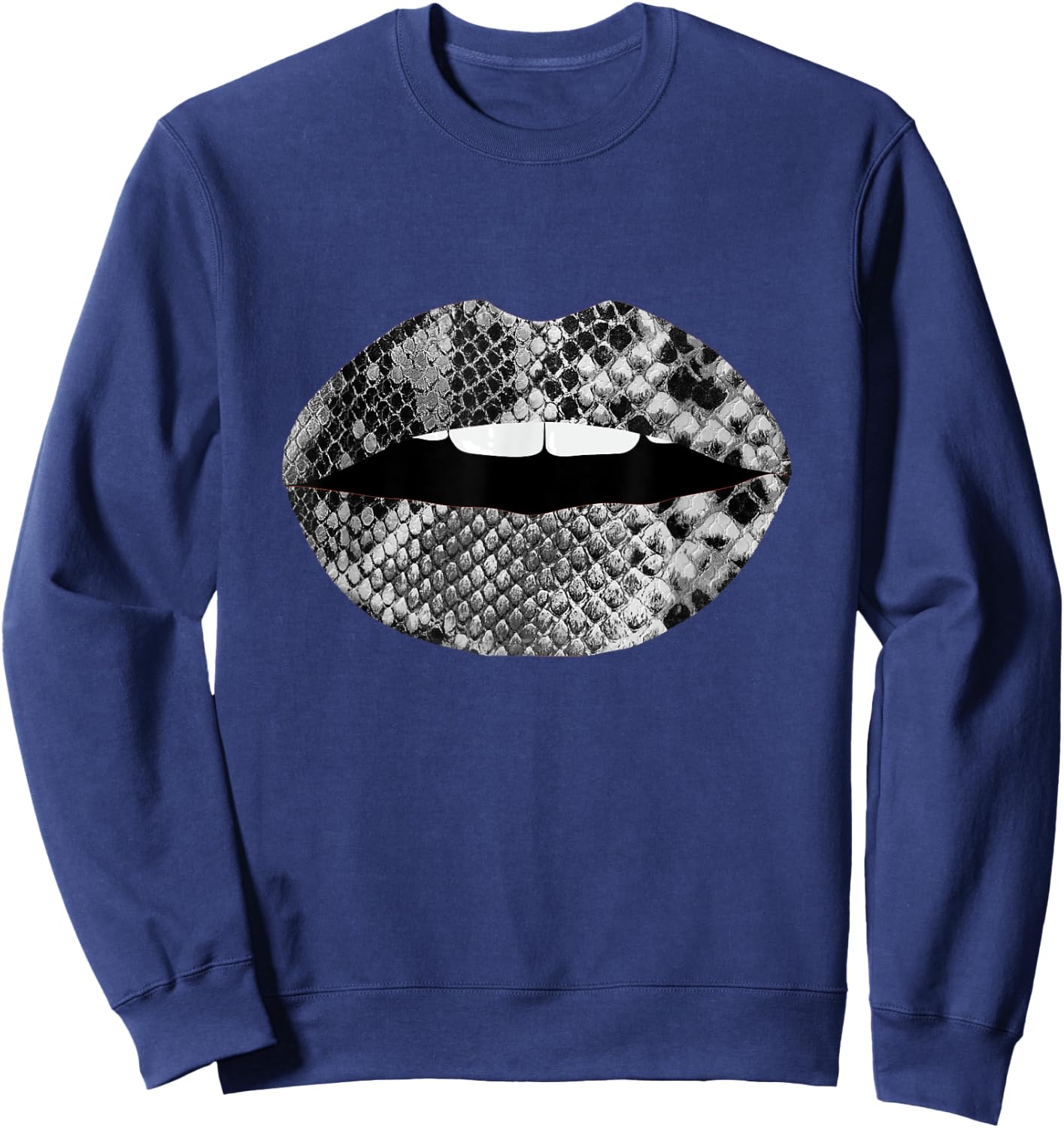 Snakeskin Lips Snakes Print Kiss Mouth Sweatshirt - Sweatshirt | Navy