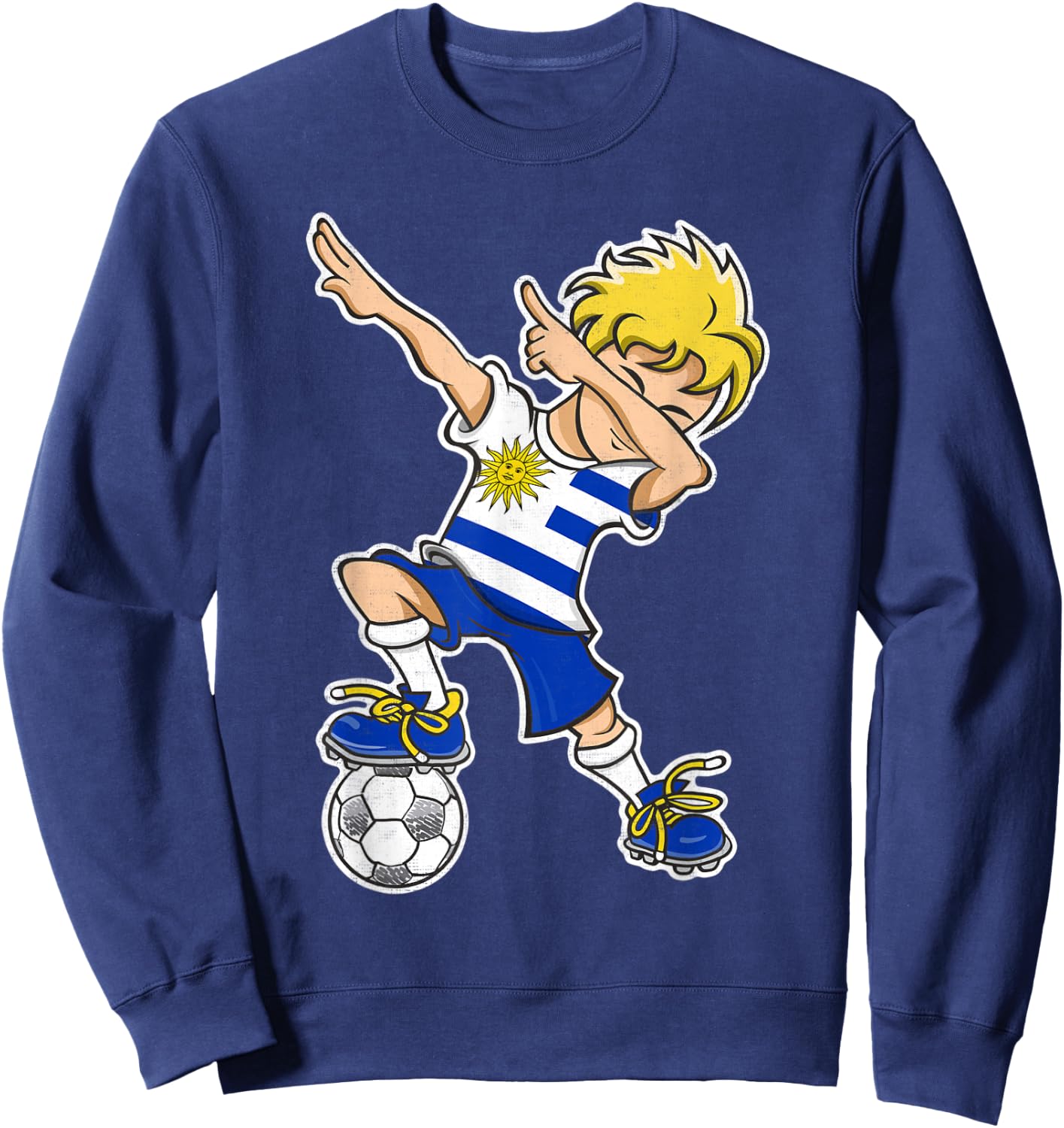 Uruguay Soccer Jersey Dabbing Boy Uruguayan Flag Sweatshirt - Sweatshirt | Navy