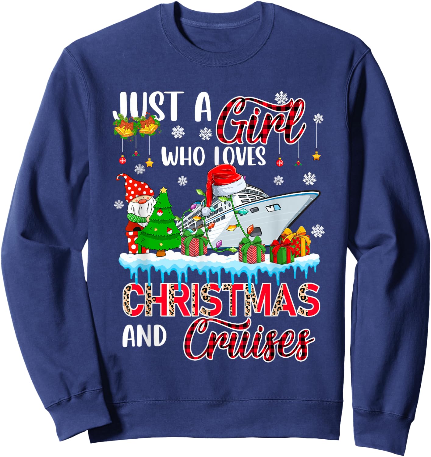 Just A Girl Loves Christmas And Cruises Santa Cruise Gnome Sweatshirt - Sweatshirt | Navy