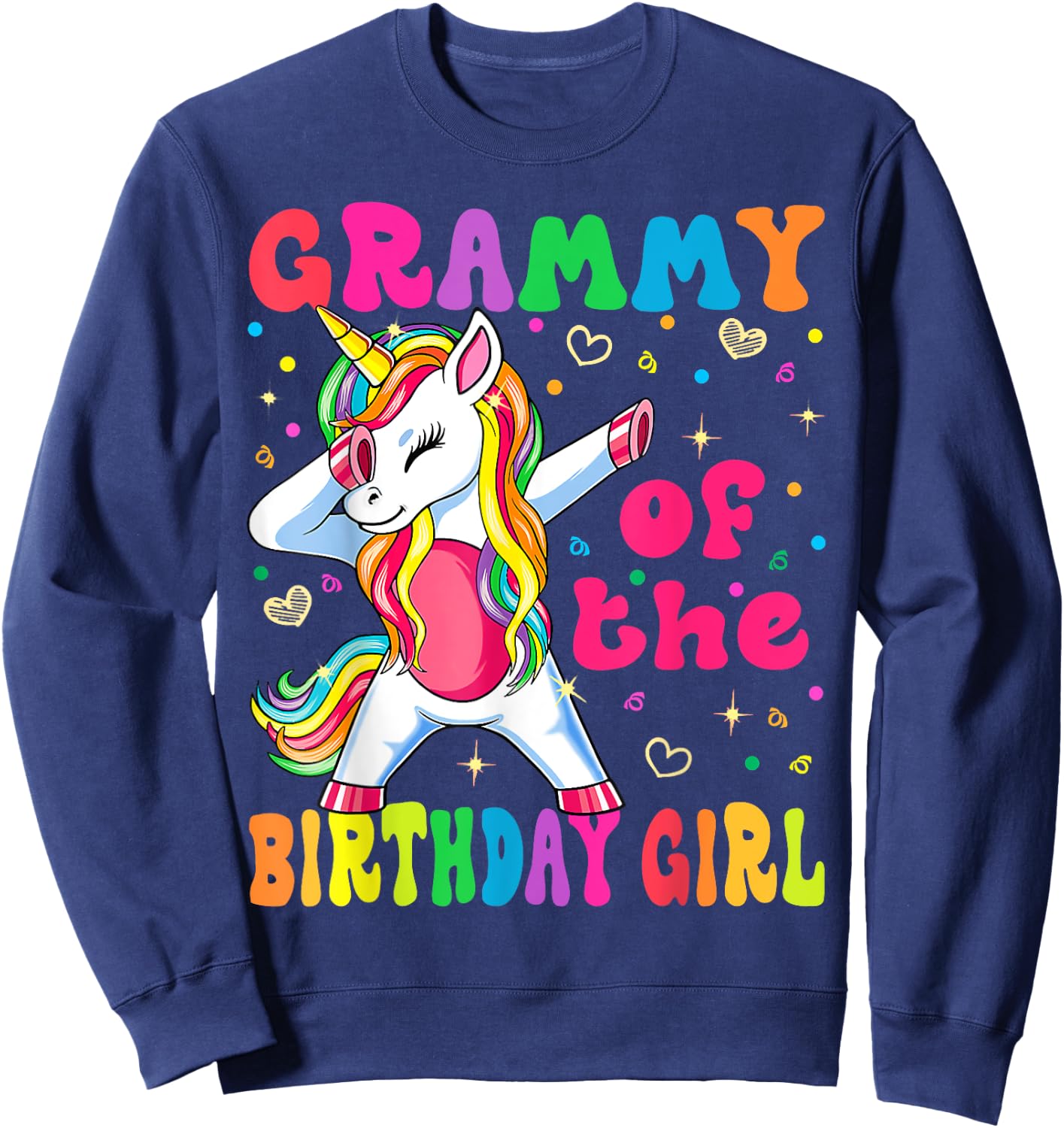 Grammy of the Birthday Princess Girl Dabbing Unicorn Sweatshirt - Sweatshirt | Navy