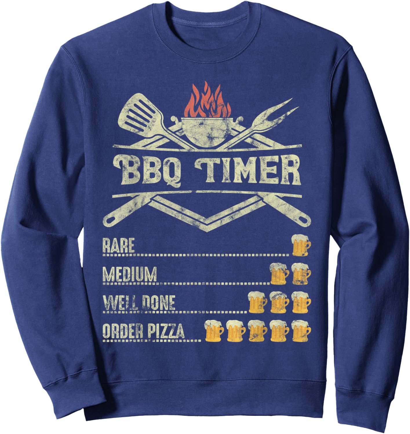 BBQ Time Beer Funny Order Pizza Sweatshirt - Sweatshirt | Navy