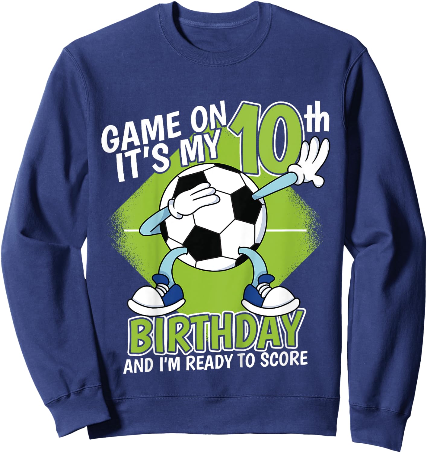 Kids 10 Year Old Soccer Player Boy 10th Birthday Soccer Theme Sweatshirt - Sweatshirt | Navy