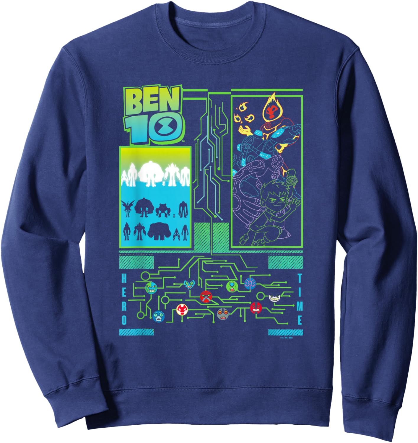 Ben 10 Group Cyber Tech Poster Sweatshirt - Sweatshirt | Navy