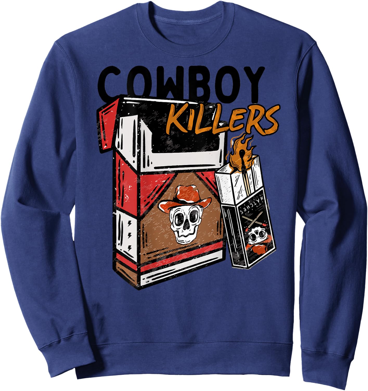 Vintage Retro Cowboy Killers Funny Skeleton Men Women Sweatshirt - Sweatshirt | Navy