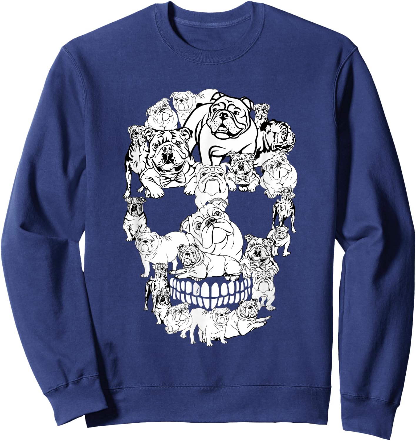 English Bulldog Skull Dog Lovers Horror Halloween Costumes Men Women Kids Sweatshirt - Sweatshirt | Navy