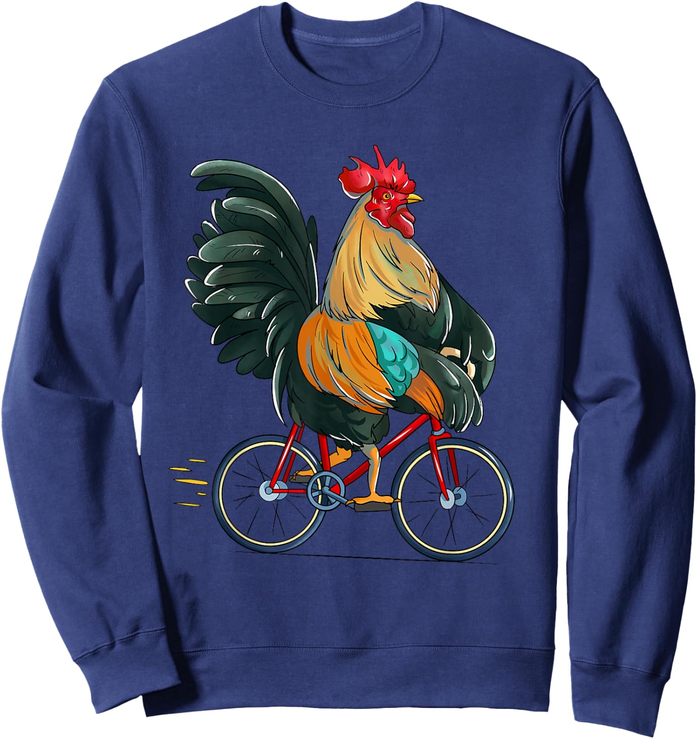 Rooster Riding Bicycle Cute Biker Cyclist Sweatshirt - Sweatshirt | Navy