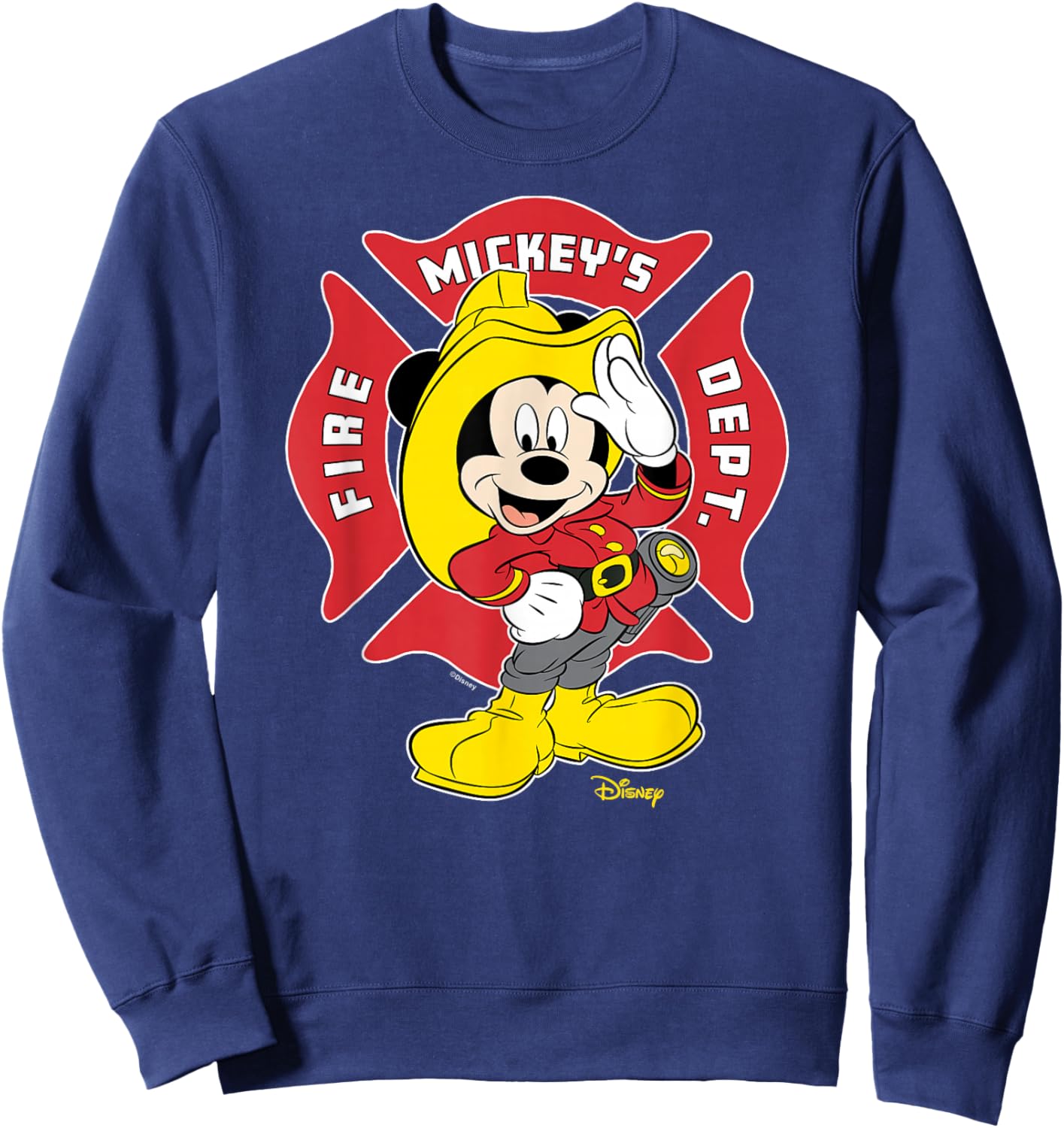 Mickey Mouse - Fire Department Career Badge Sweatshirt - Sweatshirt | Navy