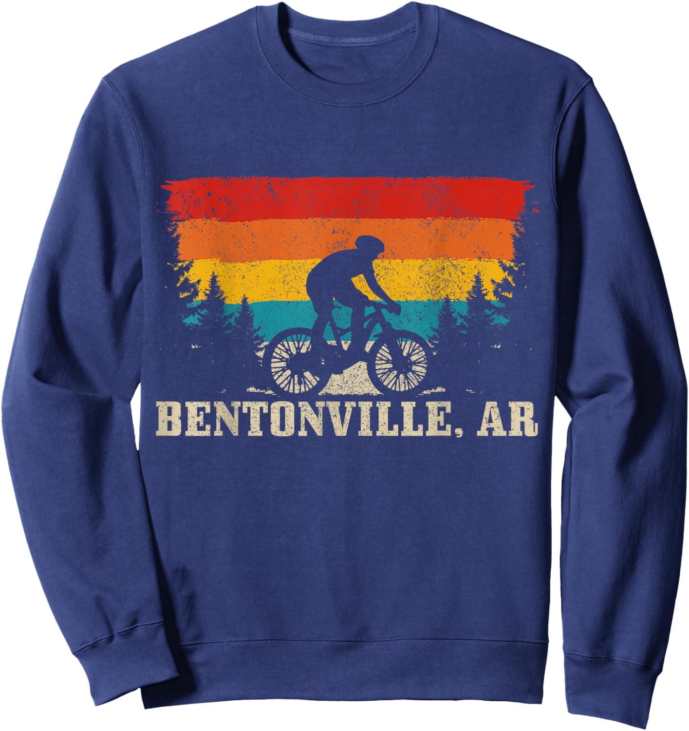 Bentonville Arkansas Vintage Mountain Bike Cycling Sweatshirt - Sweatshirt | Navy