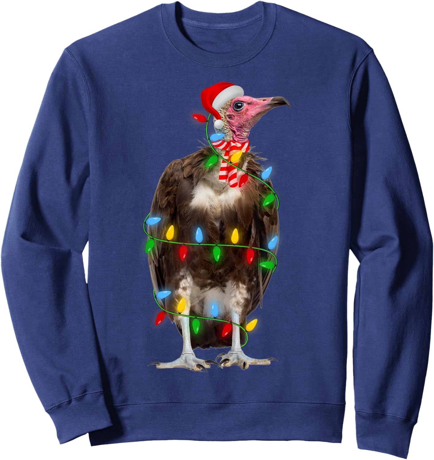 Vulture Bird Xmas Lighting Holiday Santa Vulture Christmas Sweatshirt - Sweatshirt | Navy